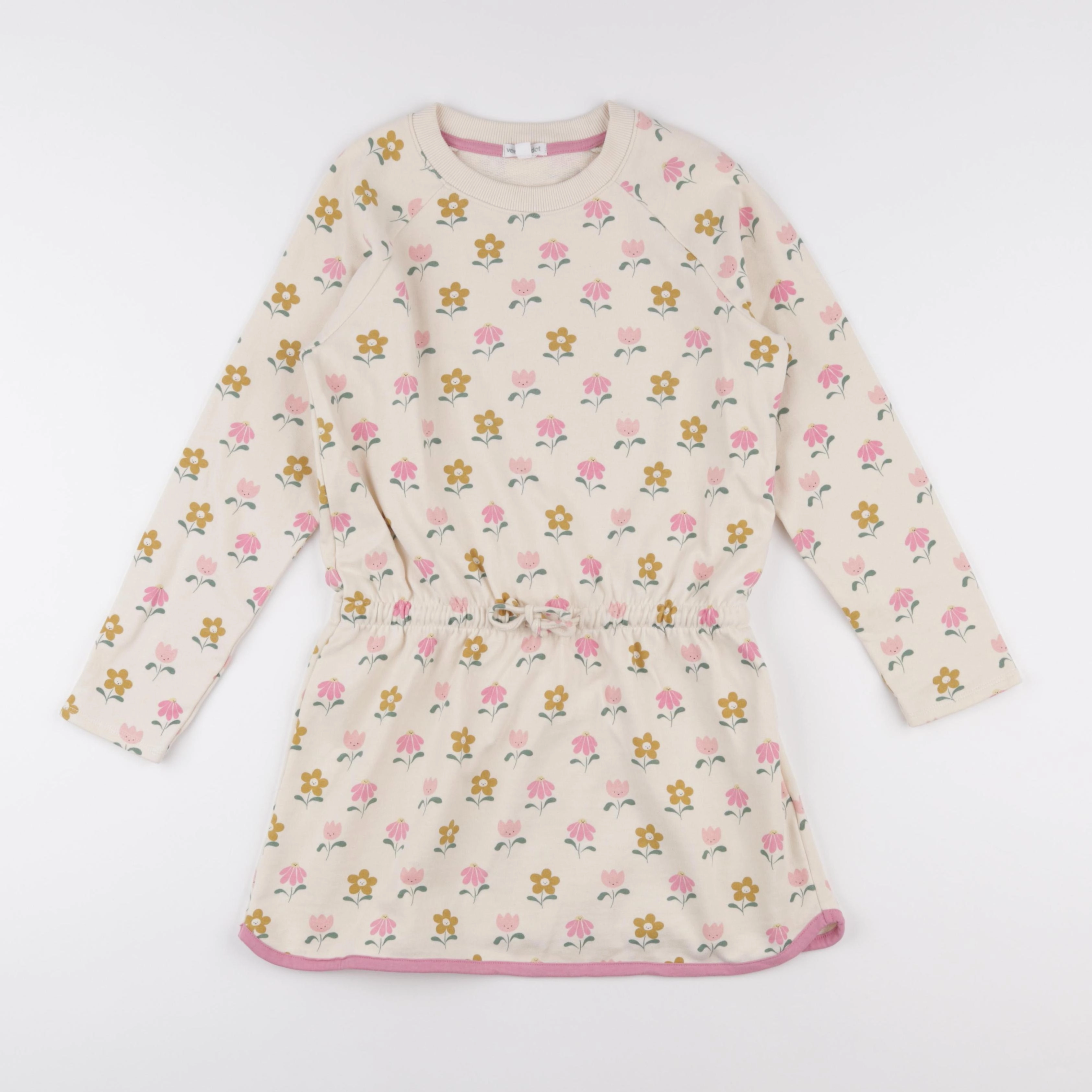 Vertbaudet - robe beige, rose - 10 ans