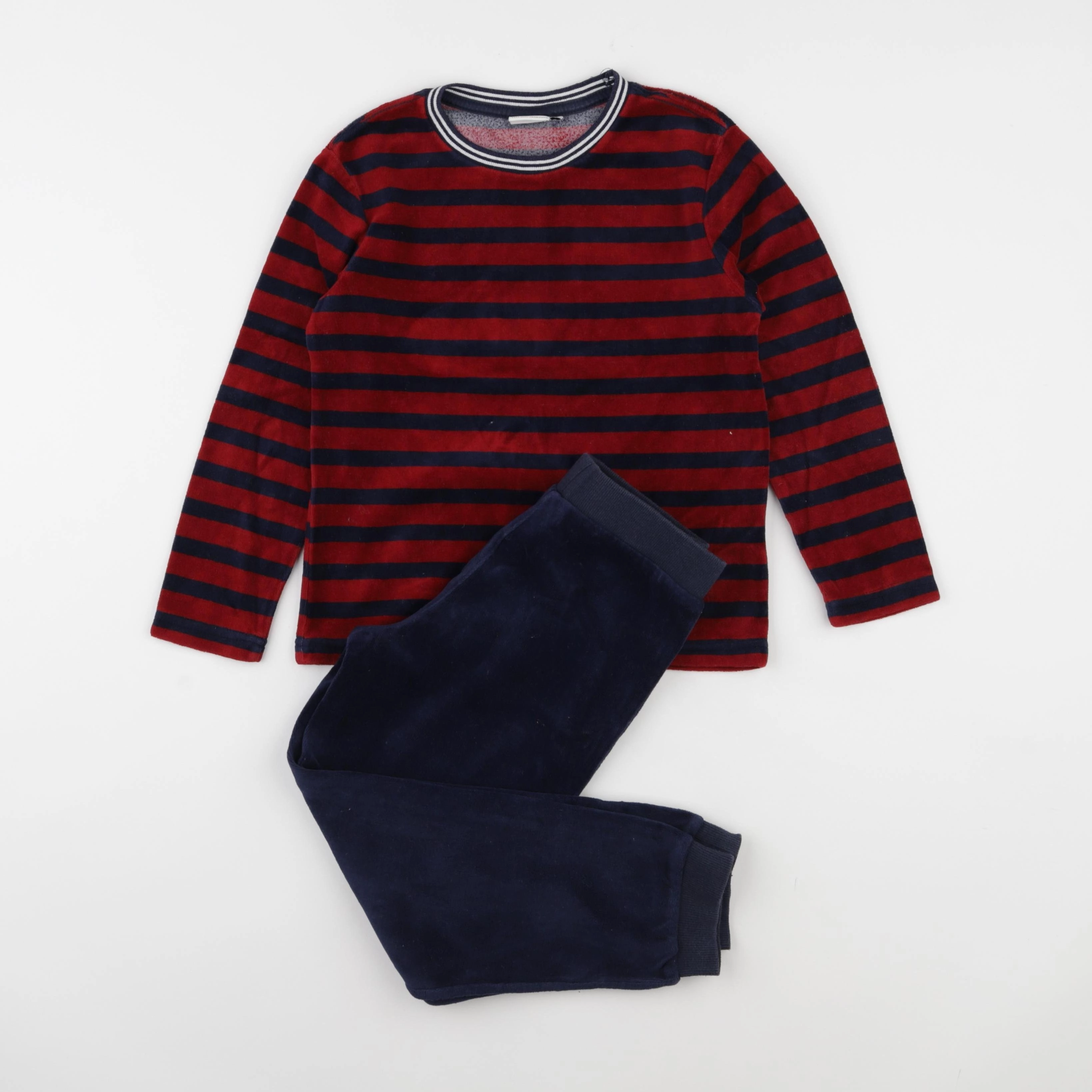 Cyrillus - pyjama velours bleu, rouge - 6 ans