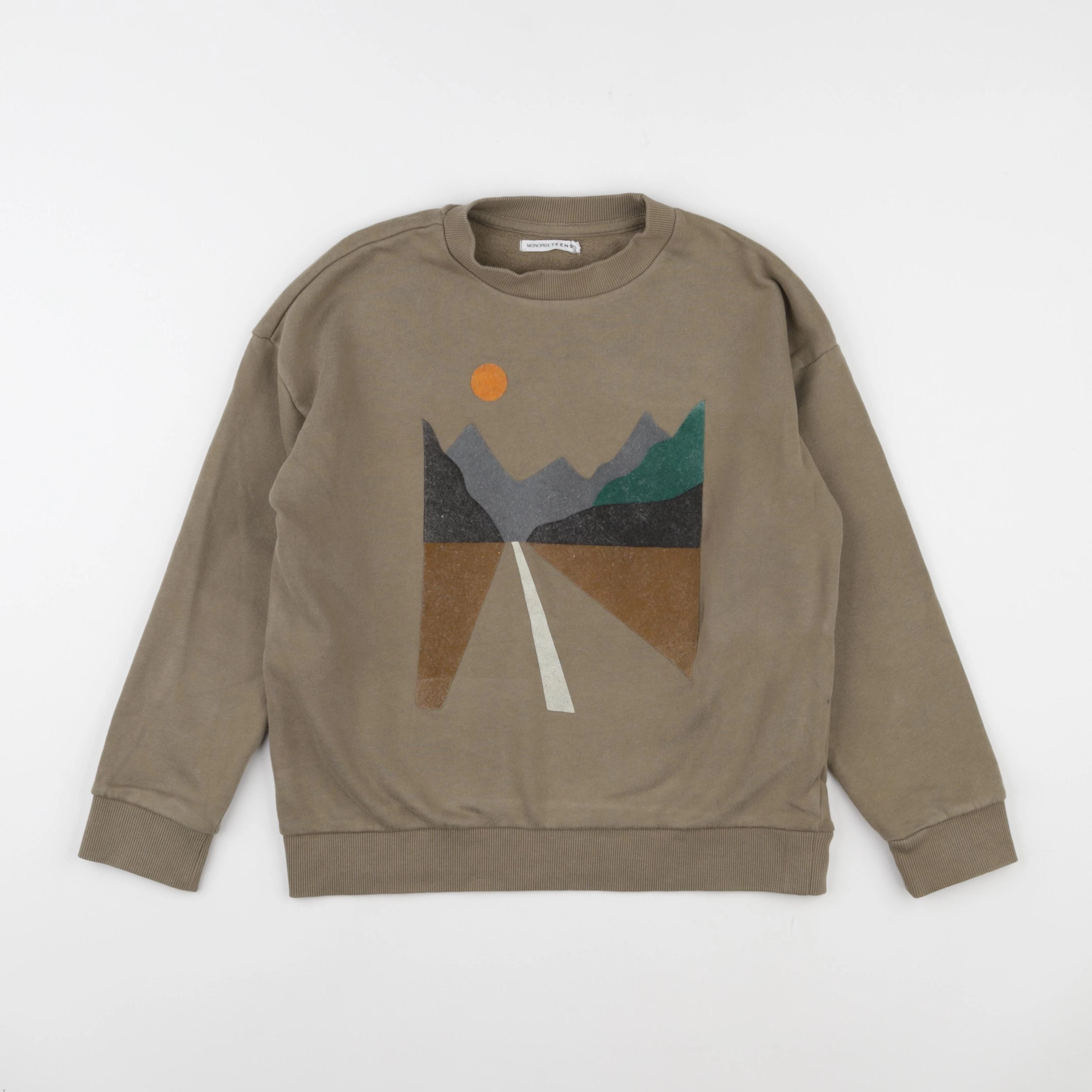 Monoprix - sweat marron - 10 ans