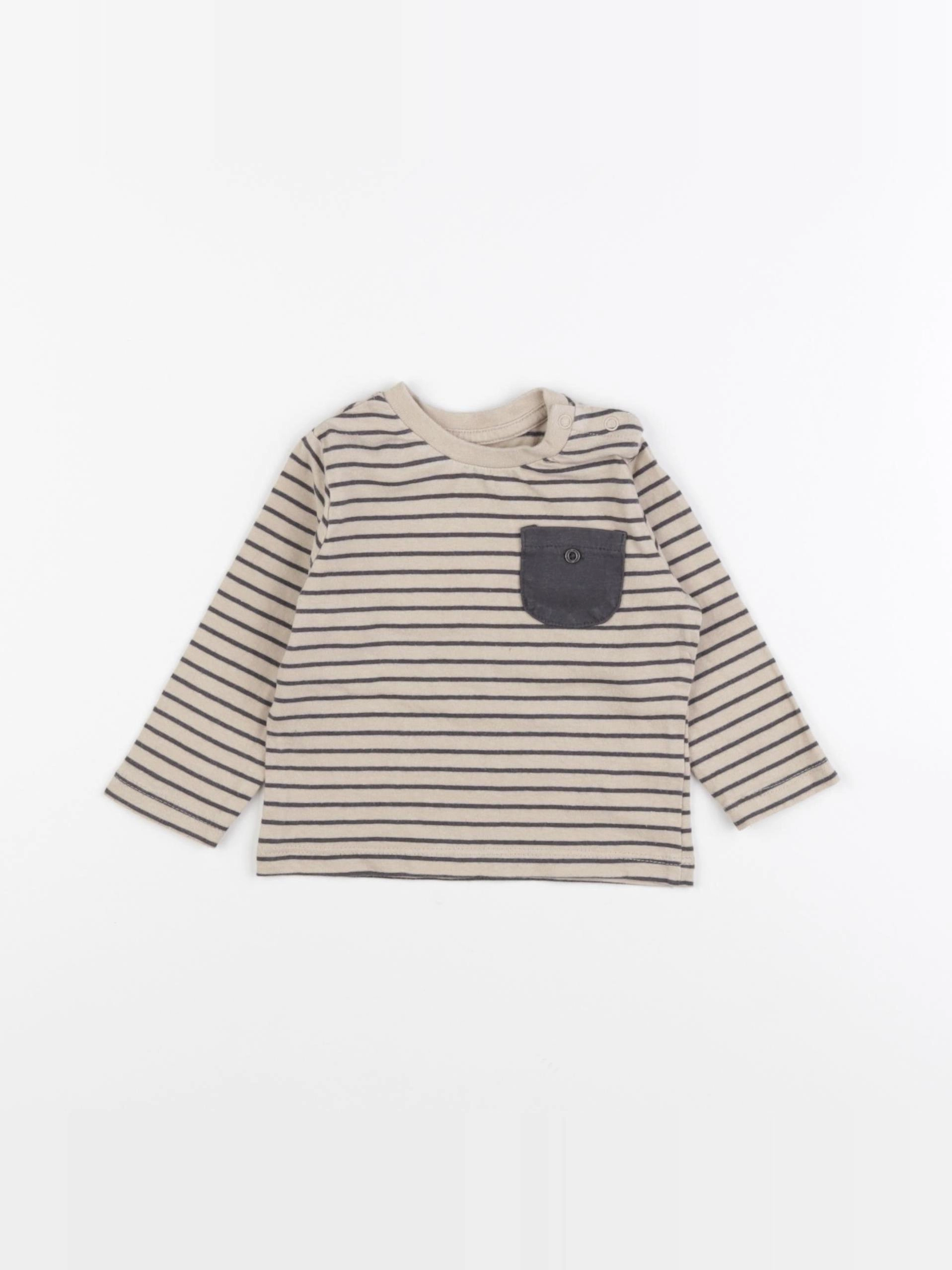 Vertbaudet - tee-shirt beige - 6 mois