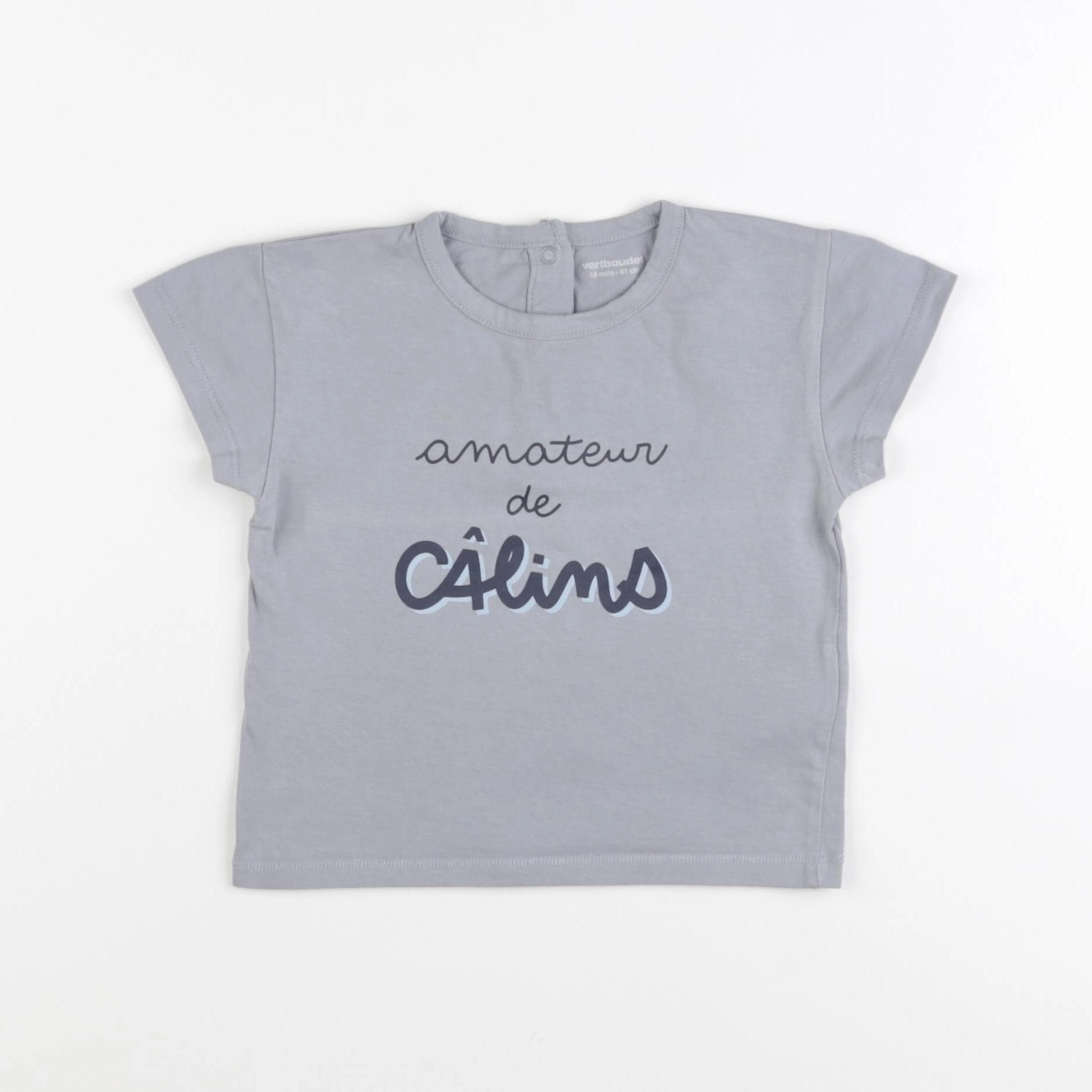 Vertbaudet - tee-shirt beige, argent, gris - 18 mois