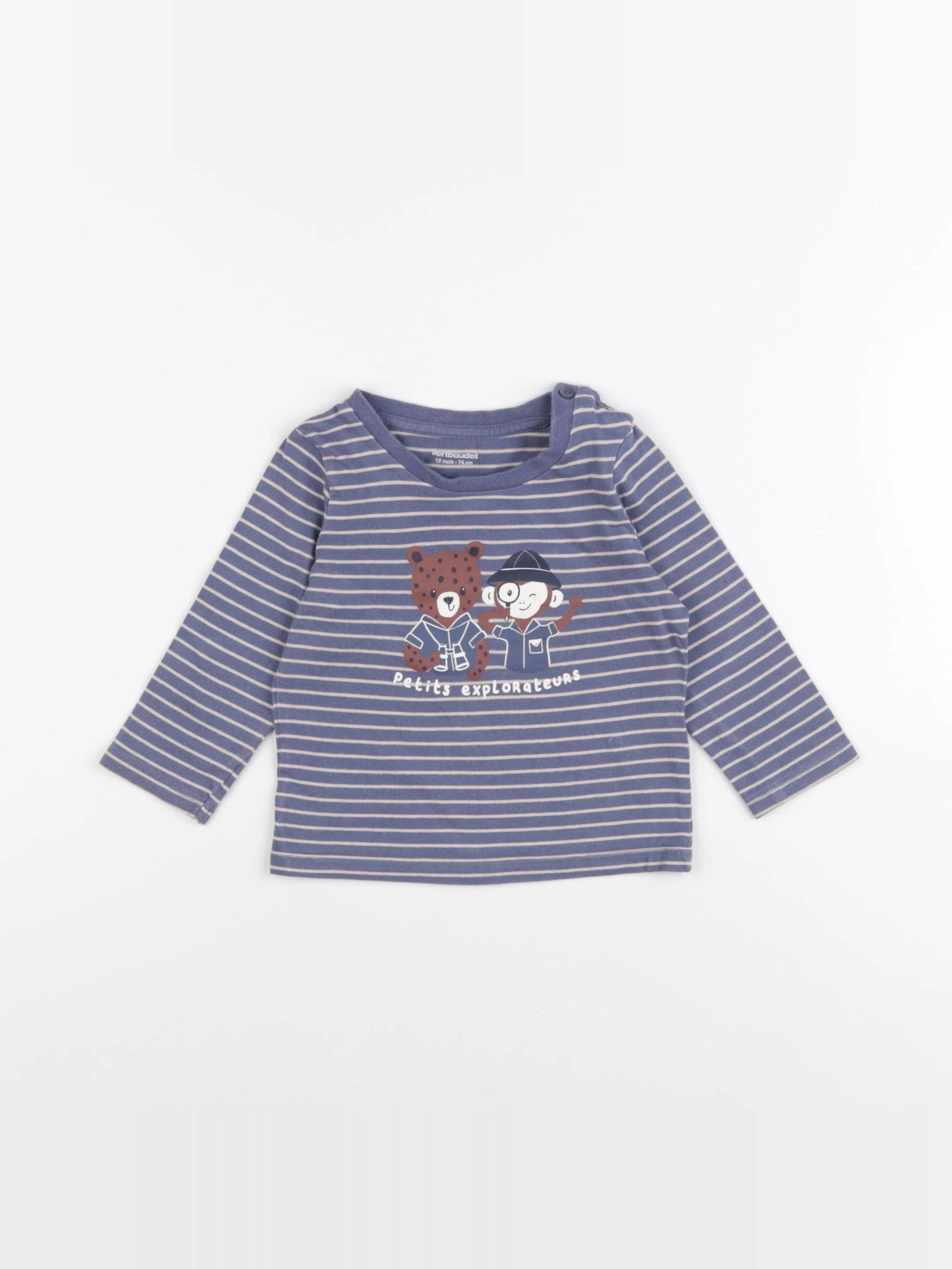 Vertbaudet - tee-shirt bleu - 12 mois