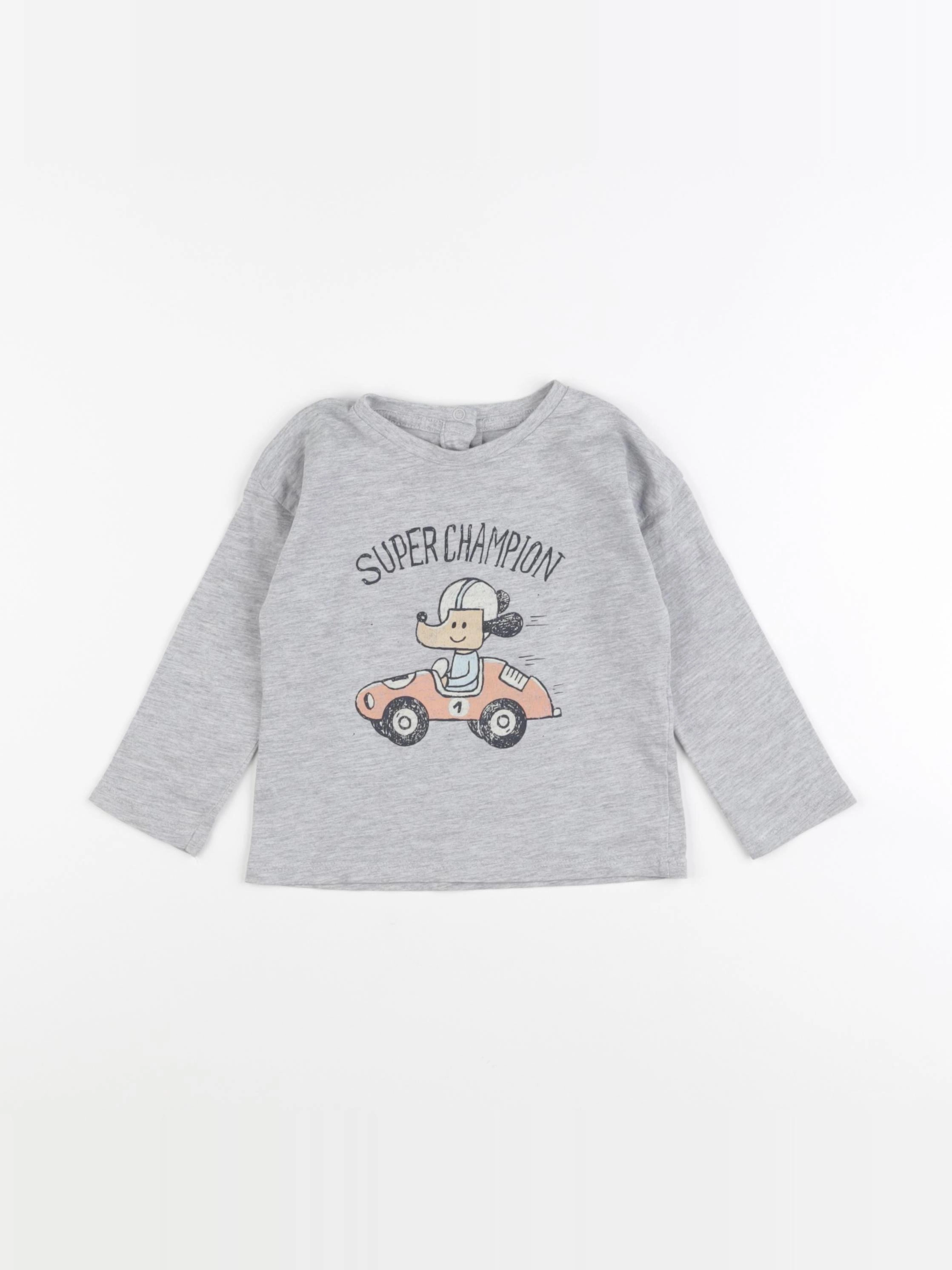 Vertbaudet - tee-shirt coton gris - 18 mois