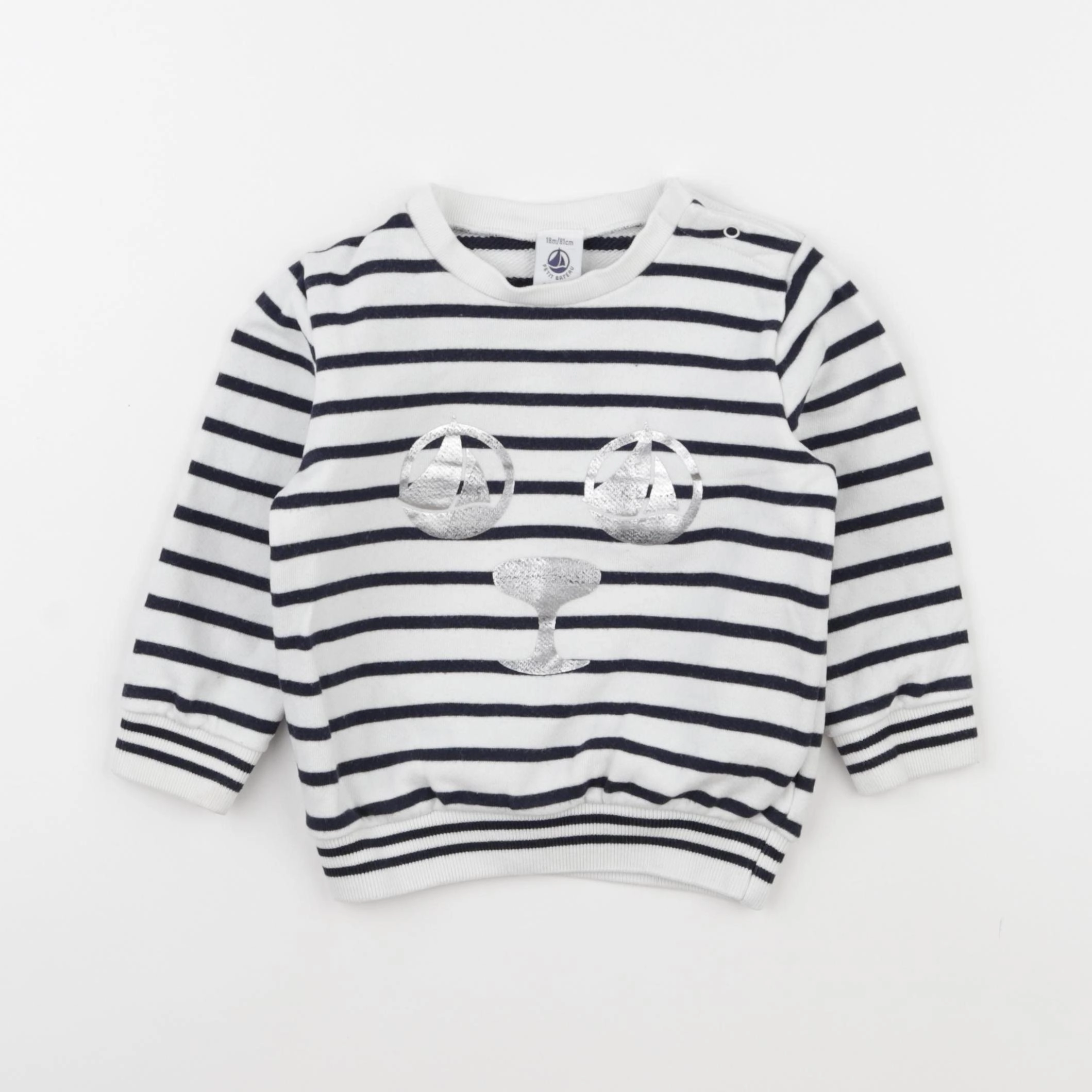Petit Bateau - sweat bleu - 18 mois