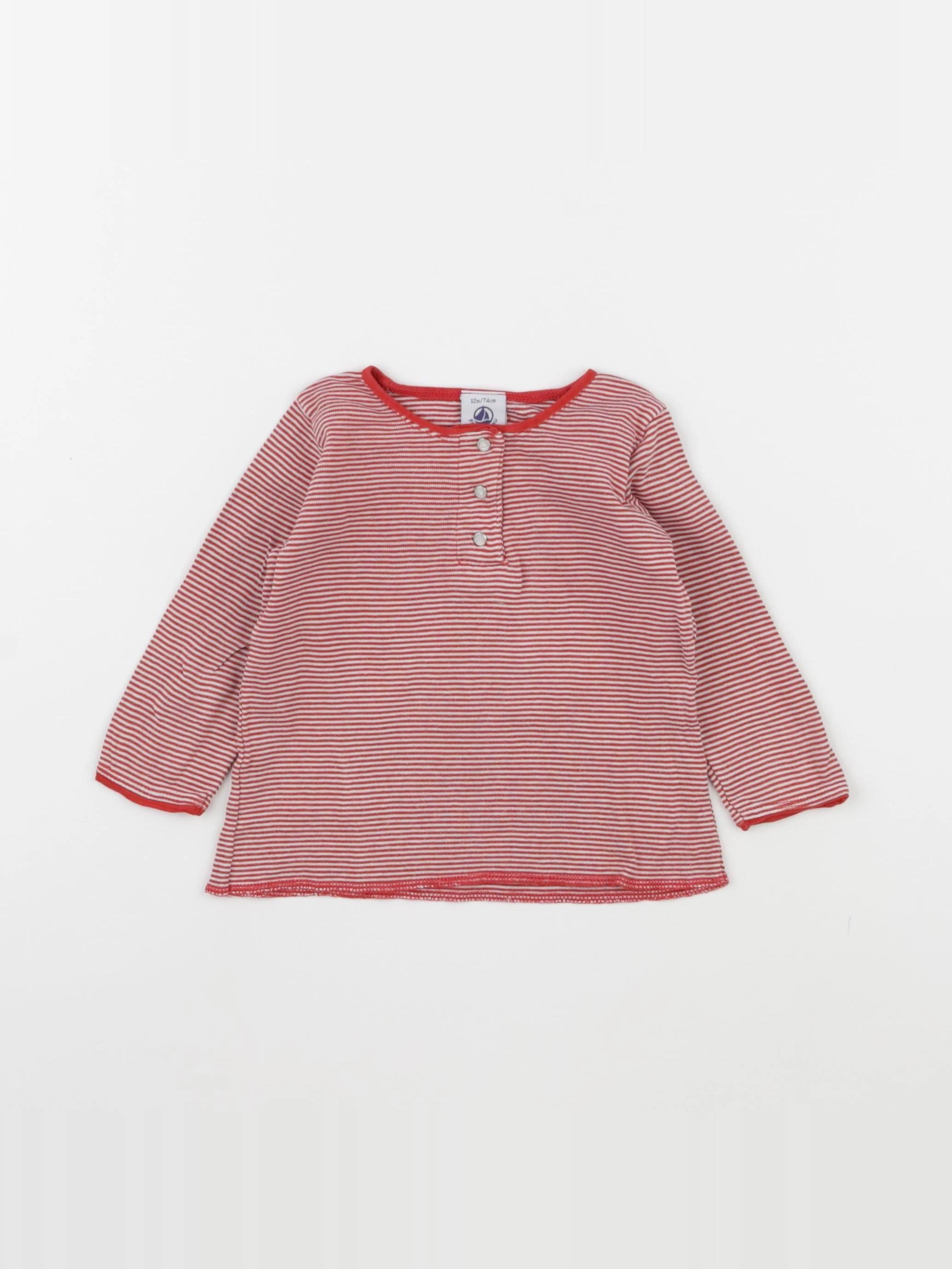 Petit Bateau - tee-shirt rouge - 12 mois