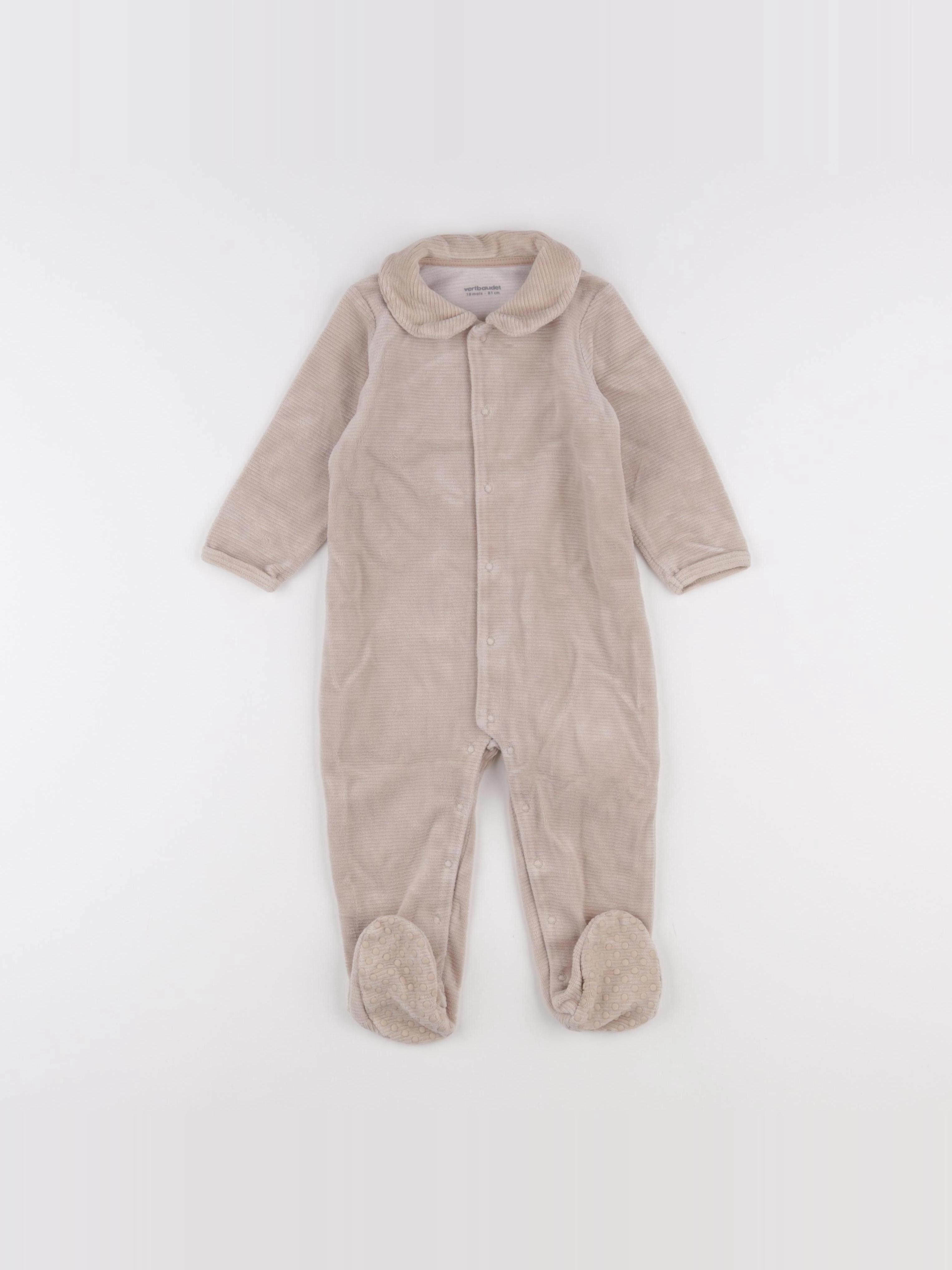 Vertbaudet - pyjama velours beige - 9 mois
