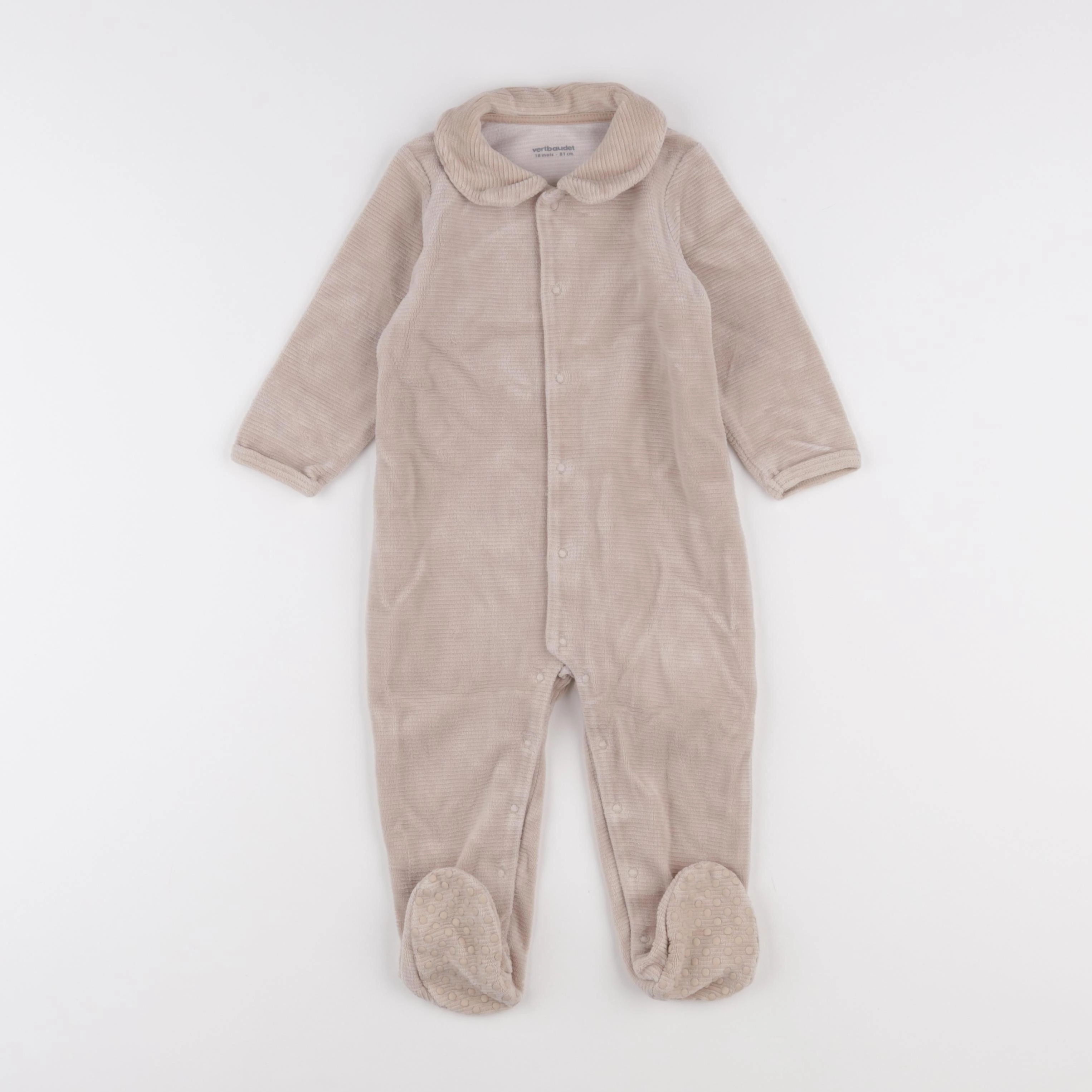 Vertbaudet - pyjama velours beige - 9 mois