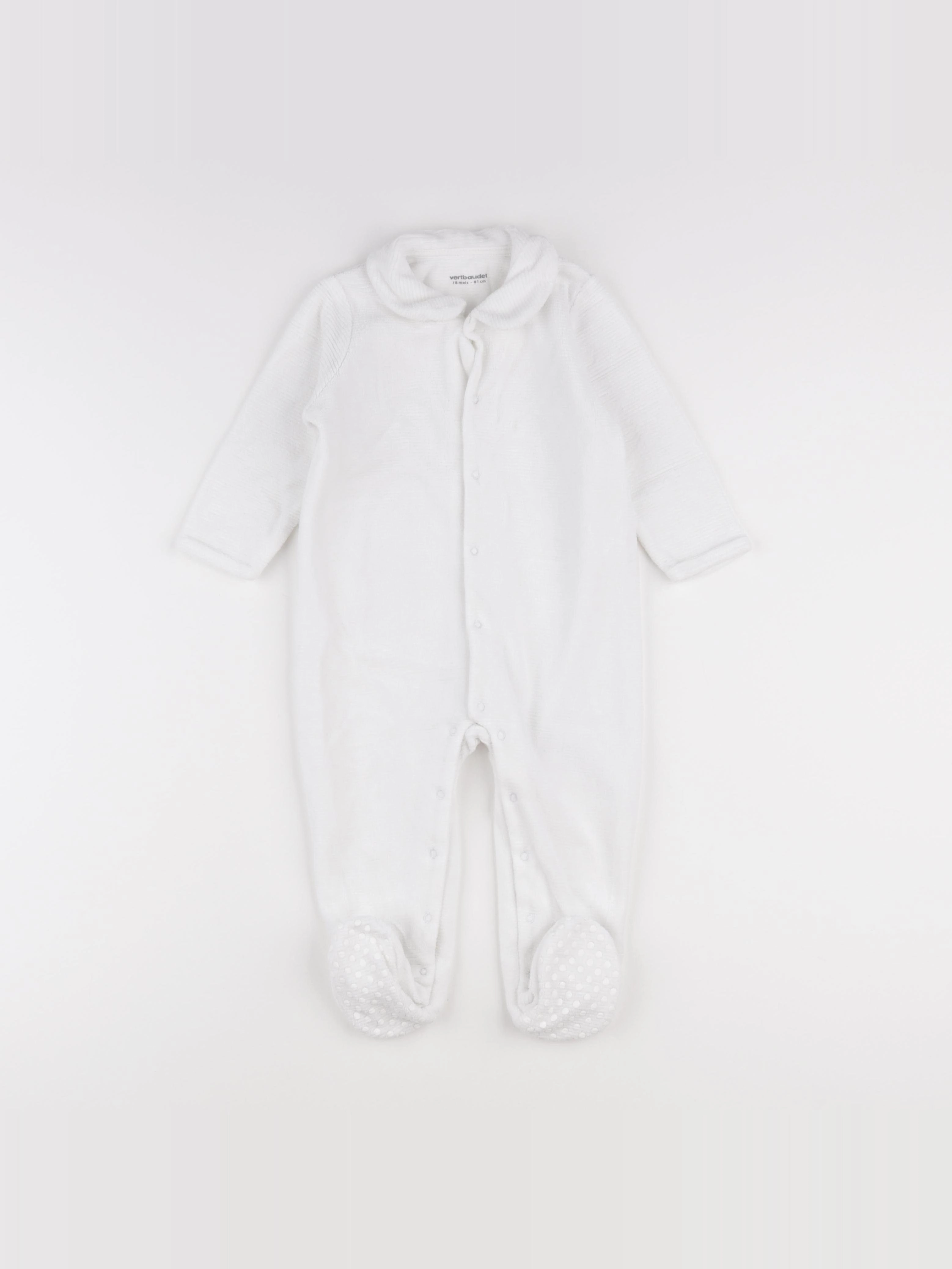 Vertbaudet - pyjama velours blanc - 9 mois