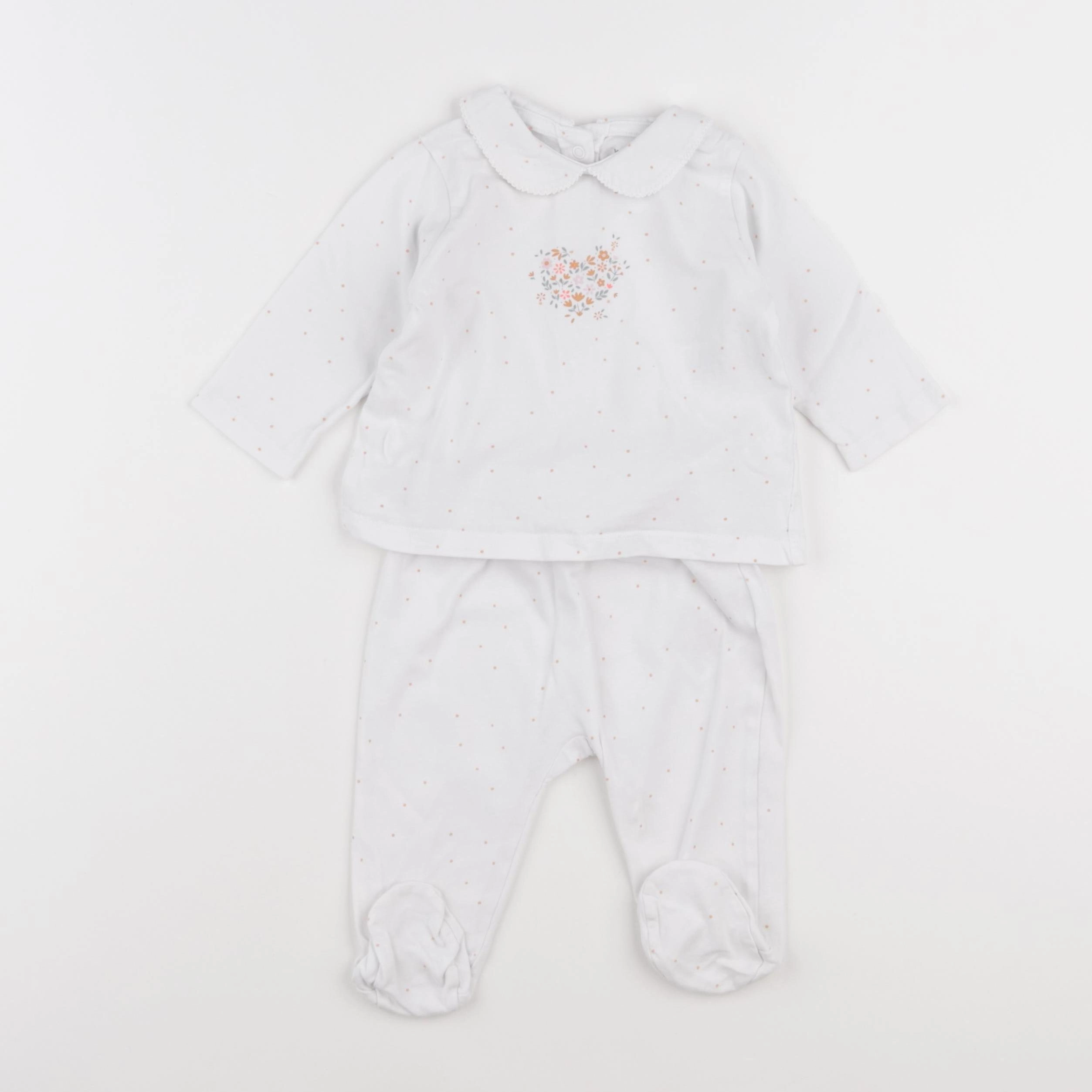Vertbaudet - pyjama coton blanc - 6 mois