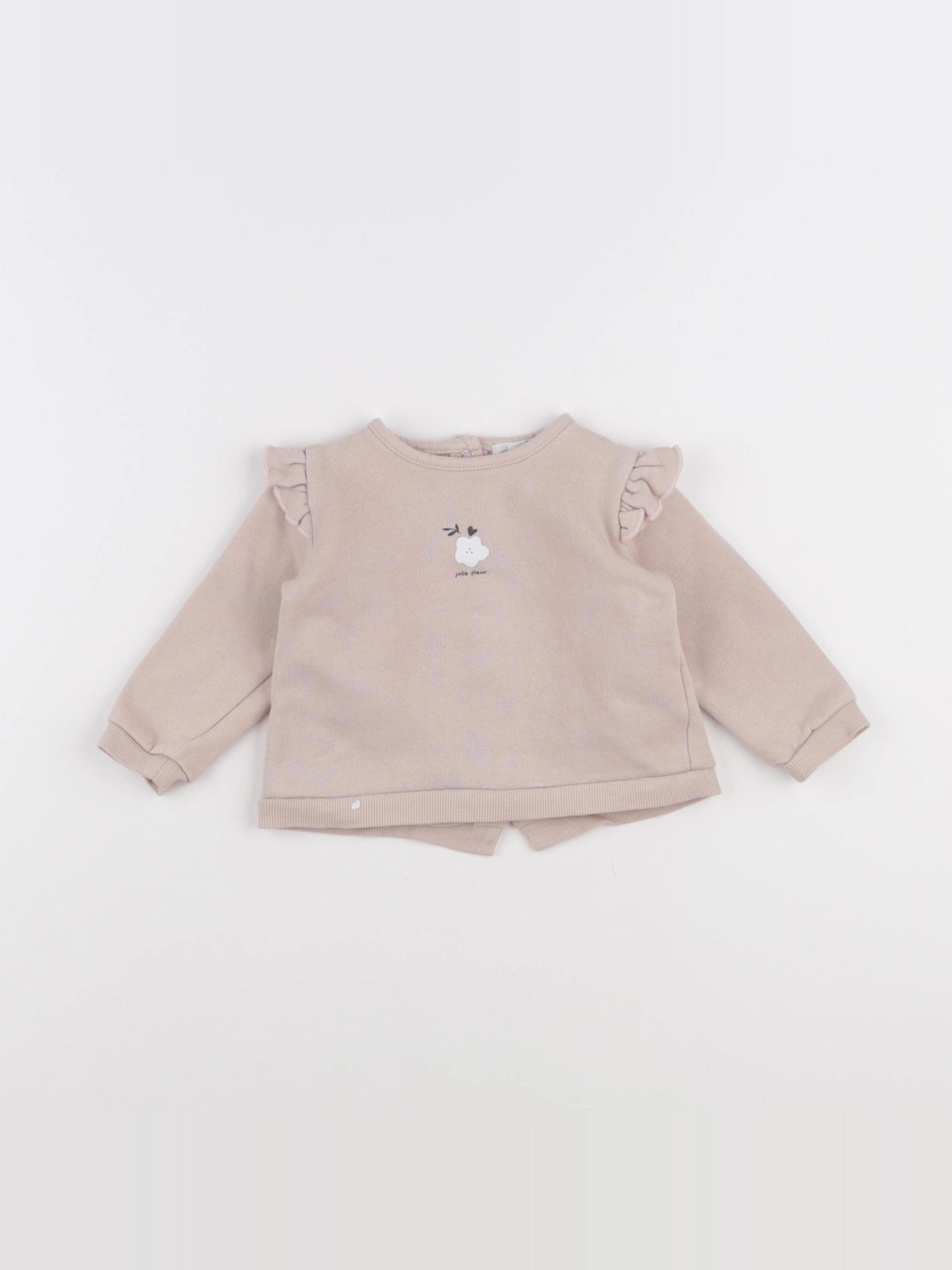 Vertbaudet - sweat rose - 9 mois