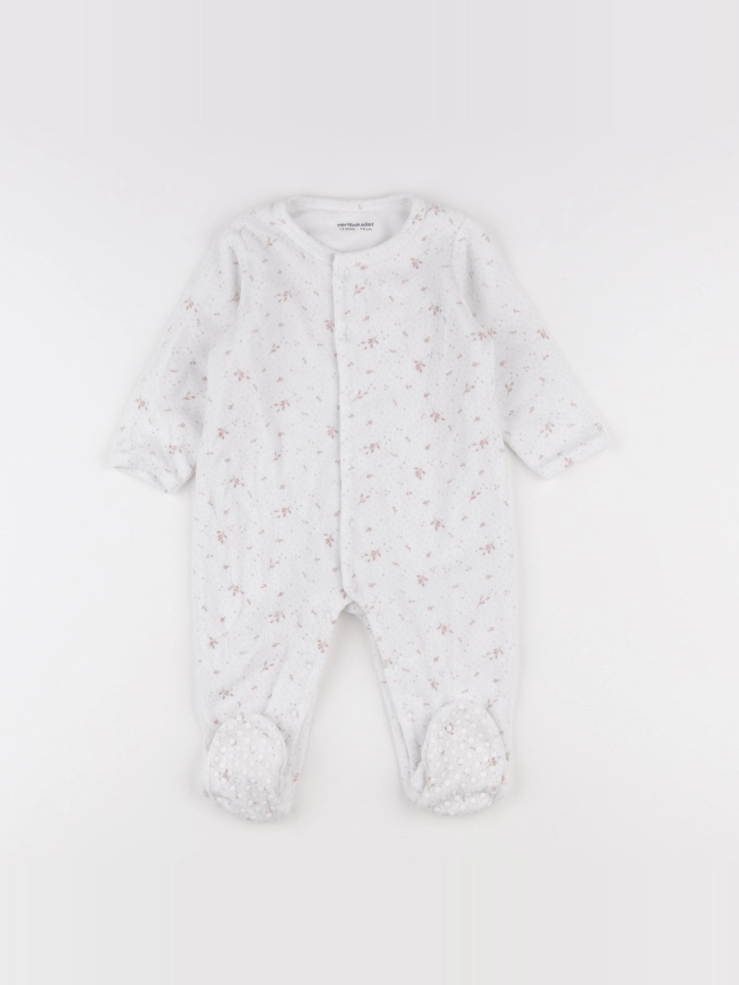 Vertbaudet - pyjama velours blanc - 12 mois