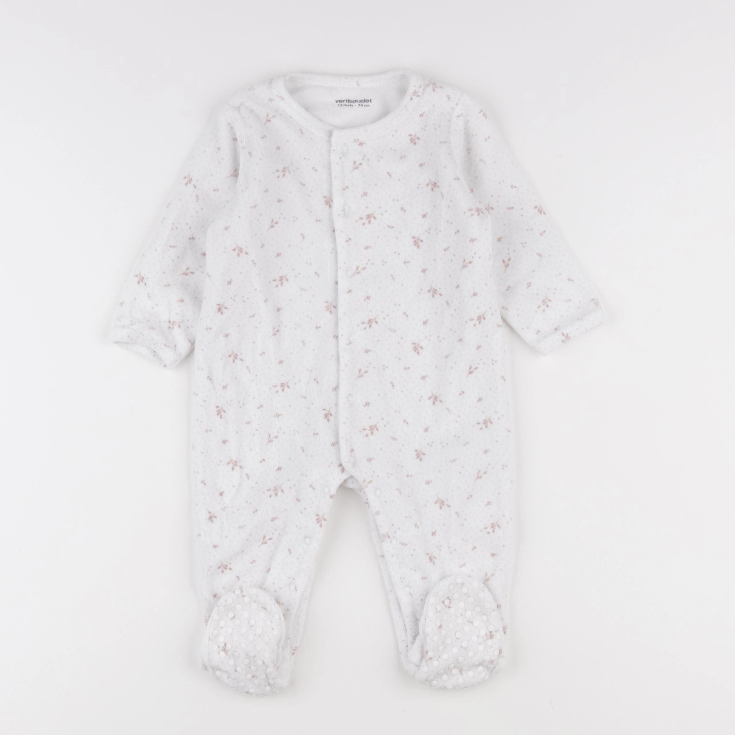 Vertbaudet - pyjama velours blanc - 12 mois