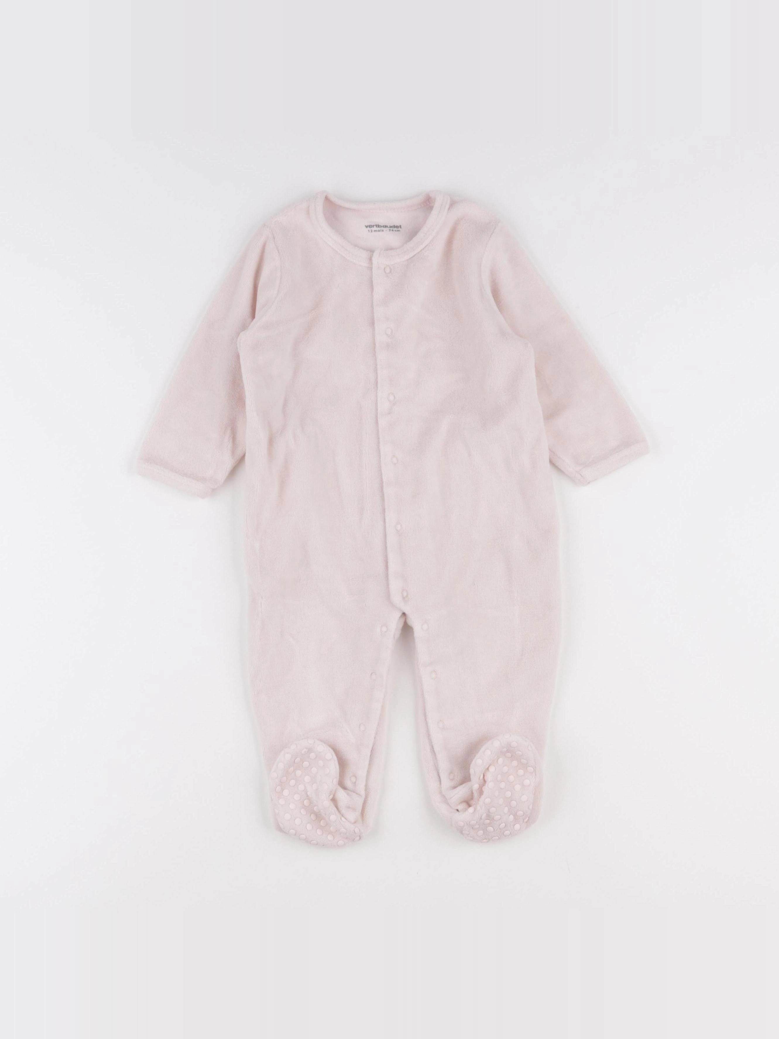 Vertbaudet - pyjama velours rose - 12 mois