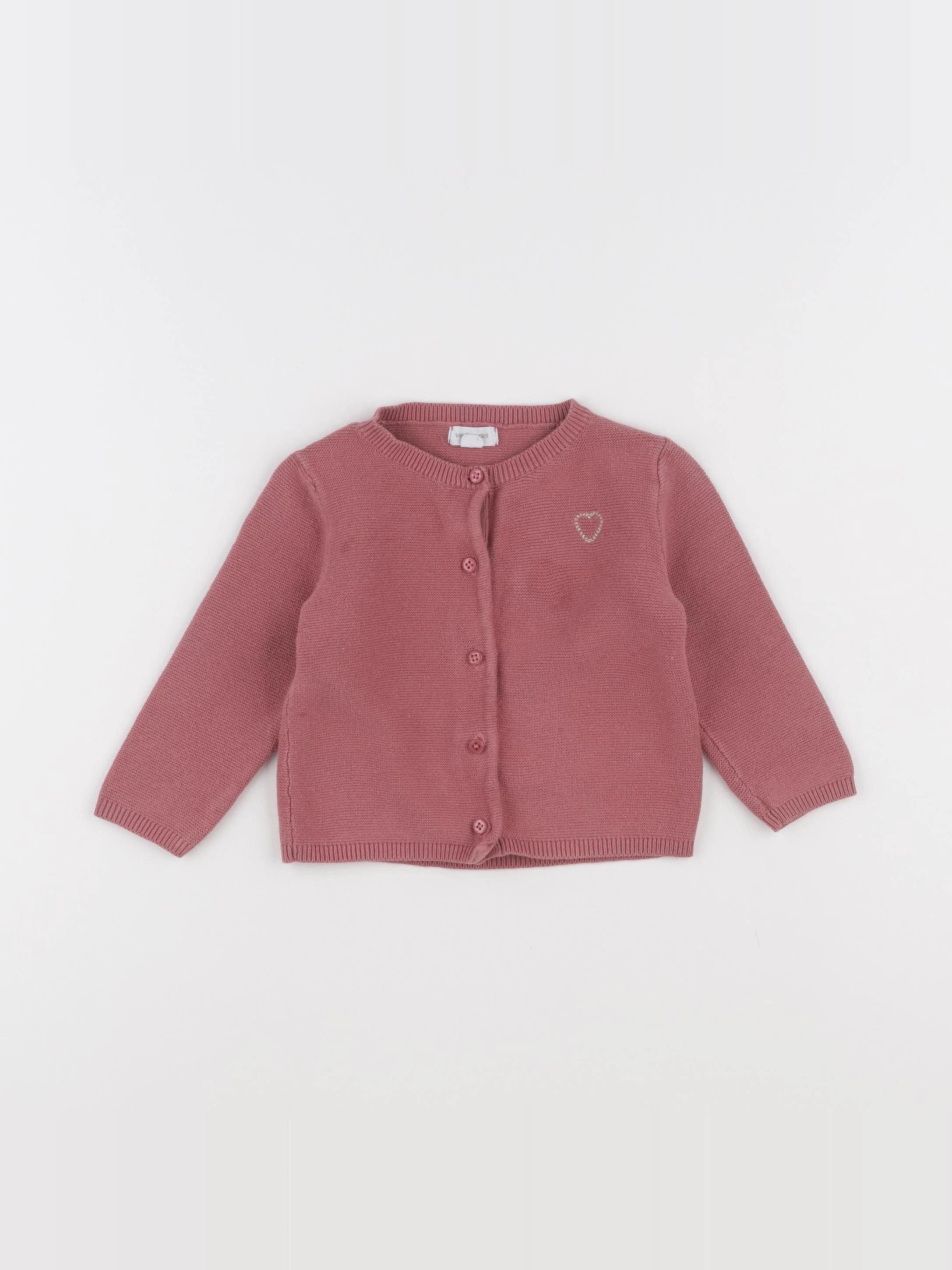 Vertbaudet - gilet rose - 9 mois