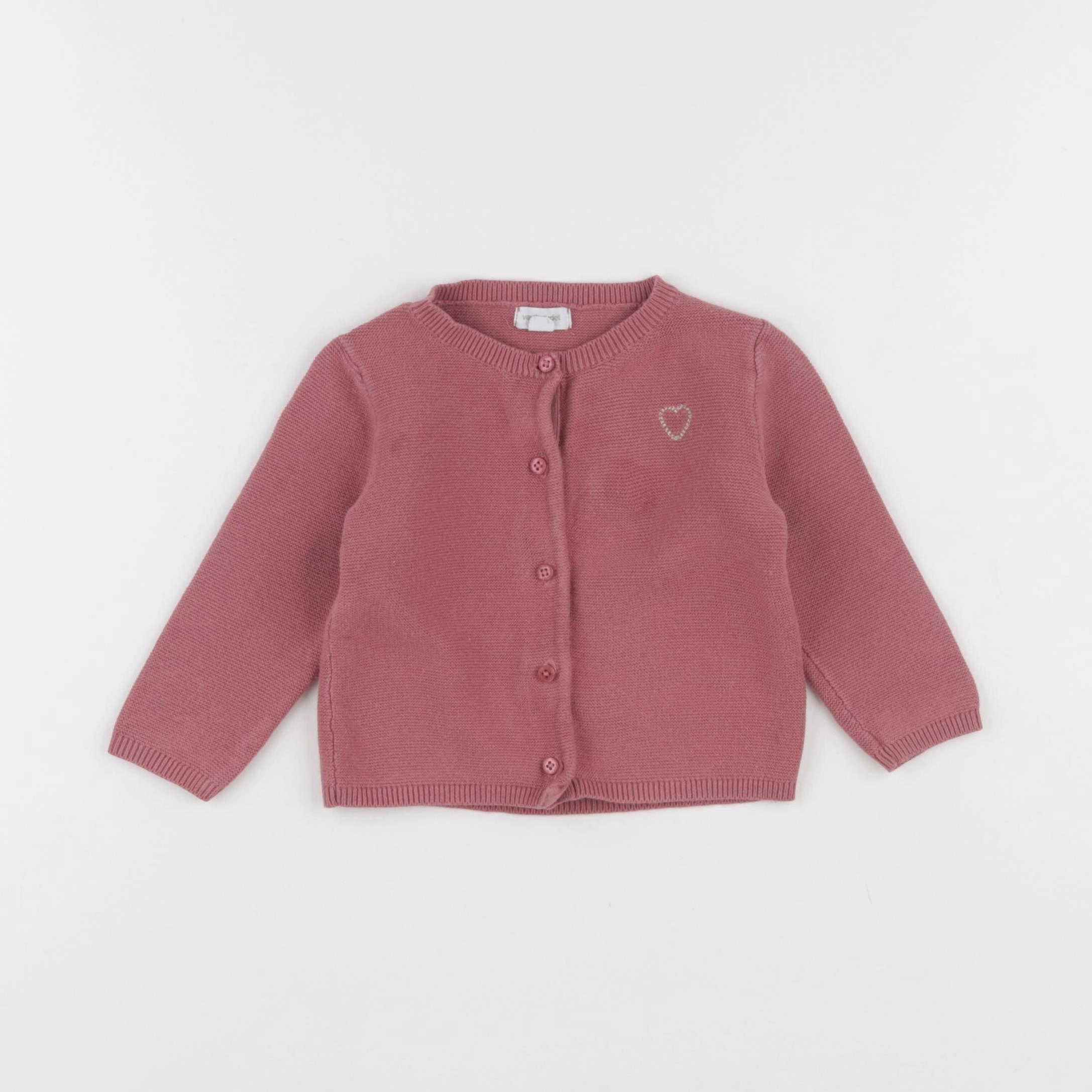 Vertbaudet - gilet rose - 9 mois