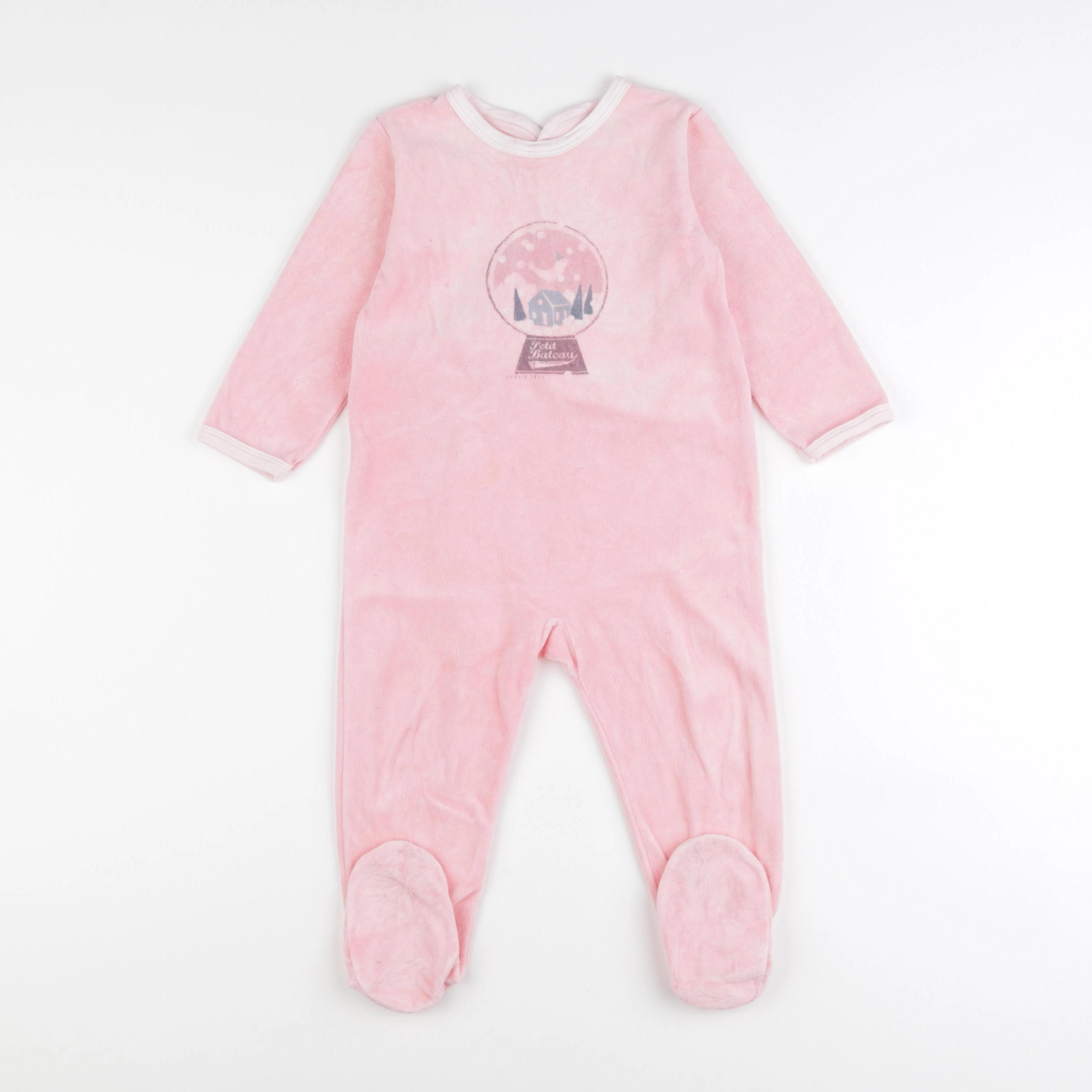 Petit Bateau - pyjama velours rose - 24 mois
