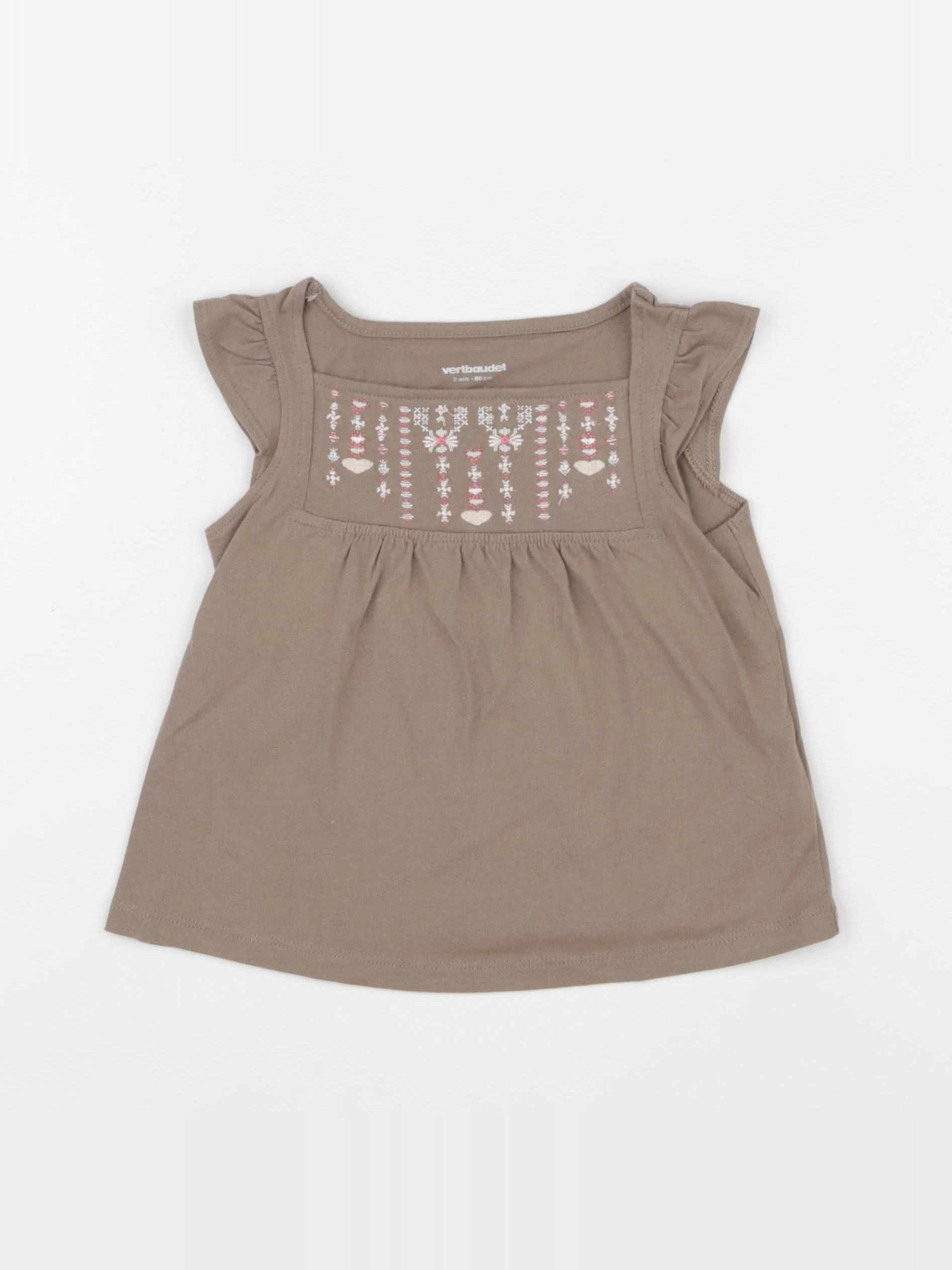 Vertbaudet - tee-shirt marron - 2 ans