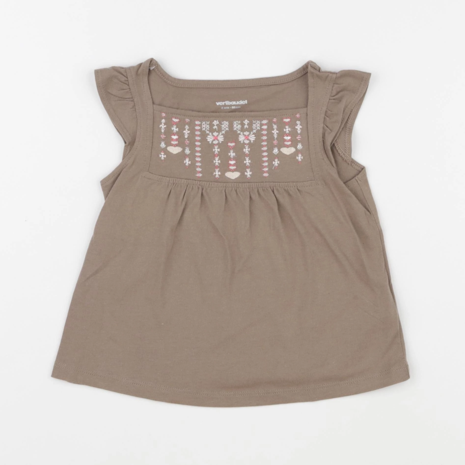 Vertbaudet - tee-shirt marron - 2 ans