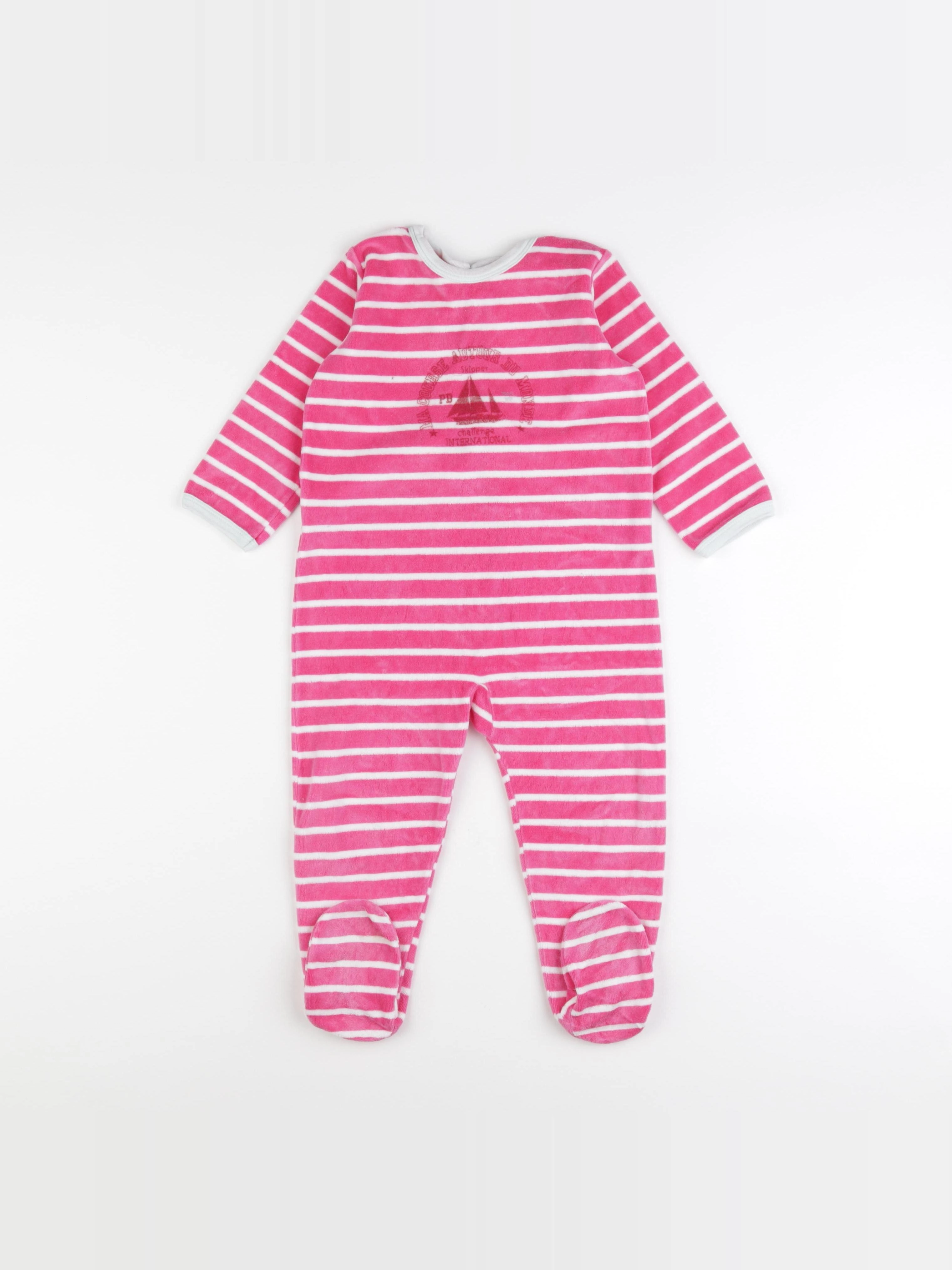 Petit Bateau - pyjama velours rose - 24 mois