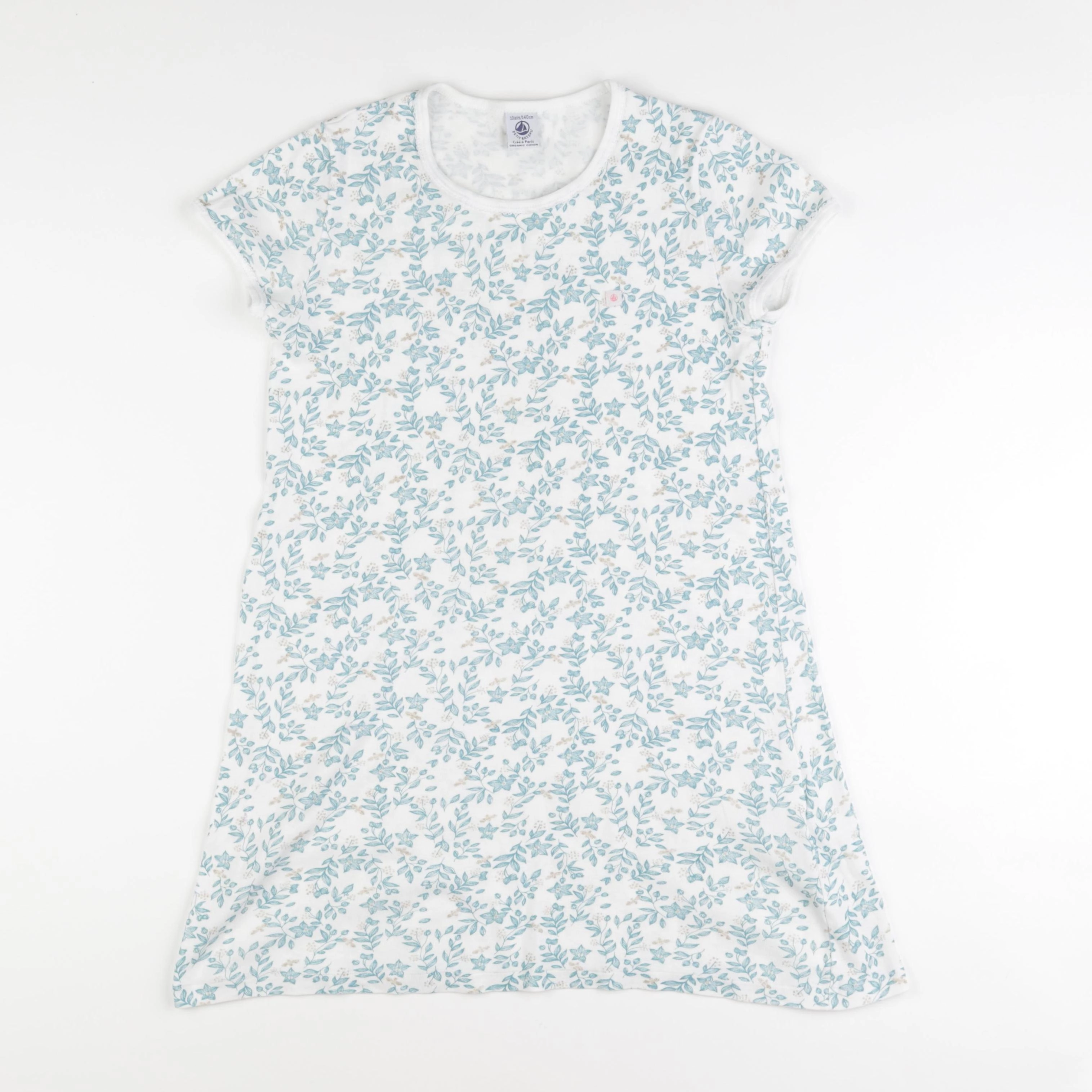 Petit Bateau - chemise de nuit coton bleu - 10 ans