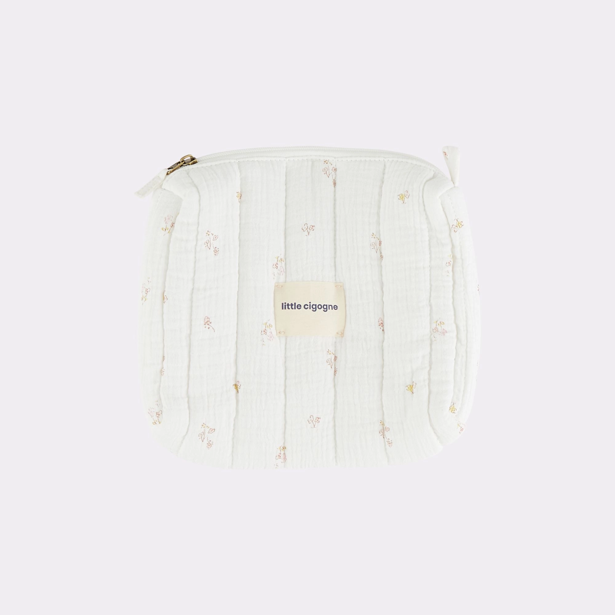 Little Cigogne - Trousse fleurie en gaze de coton