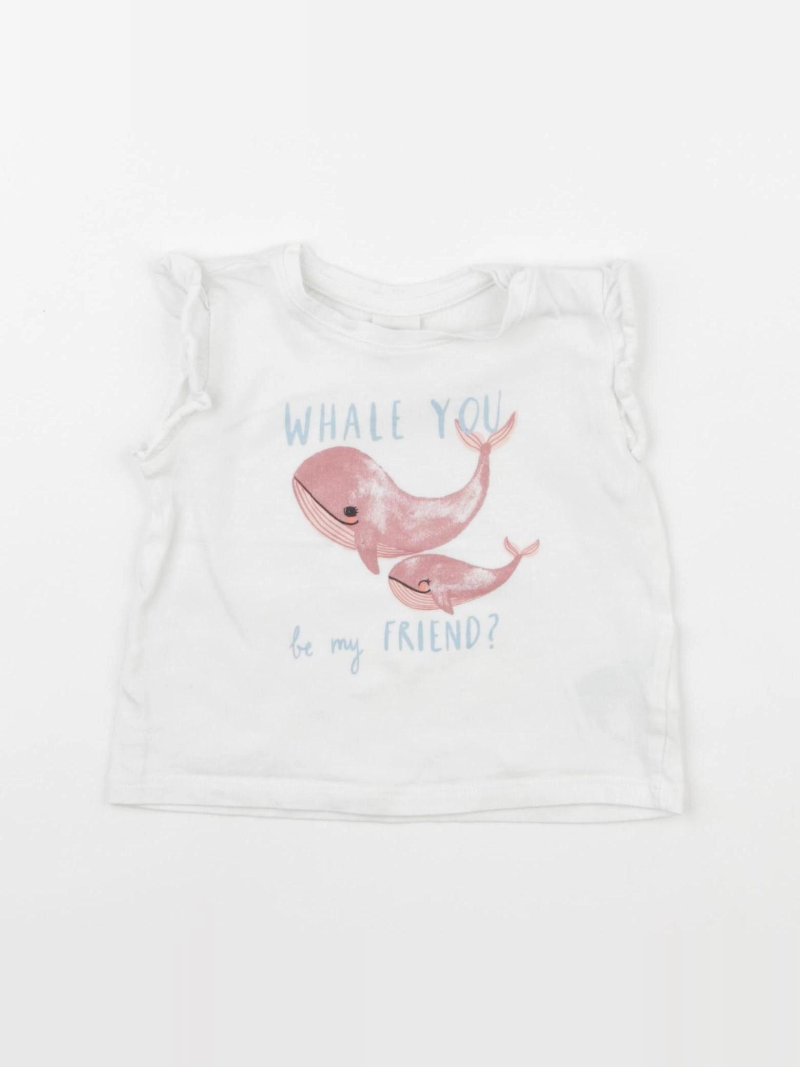 H&M - tee-shirt blanc - 3/6 mois