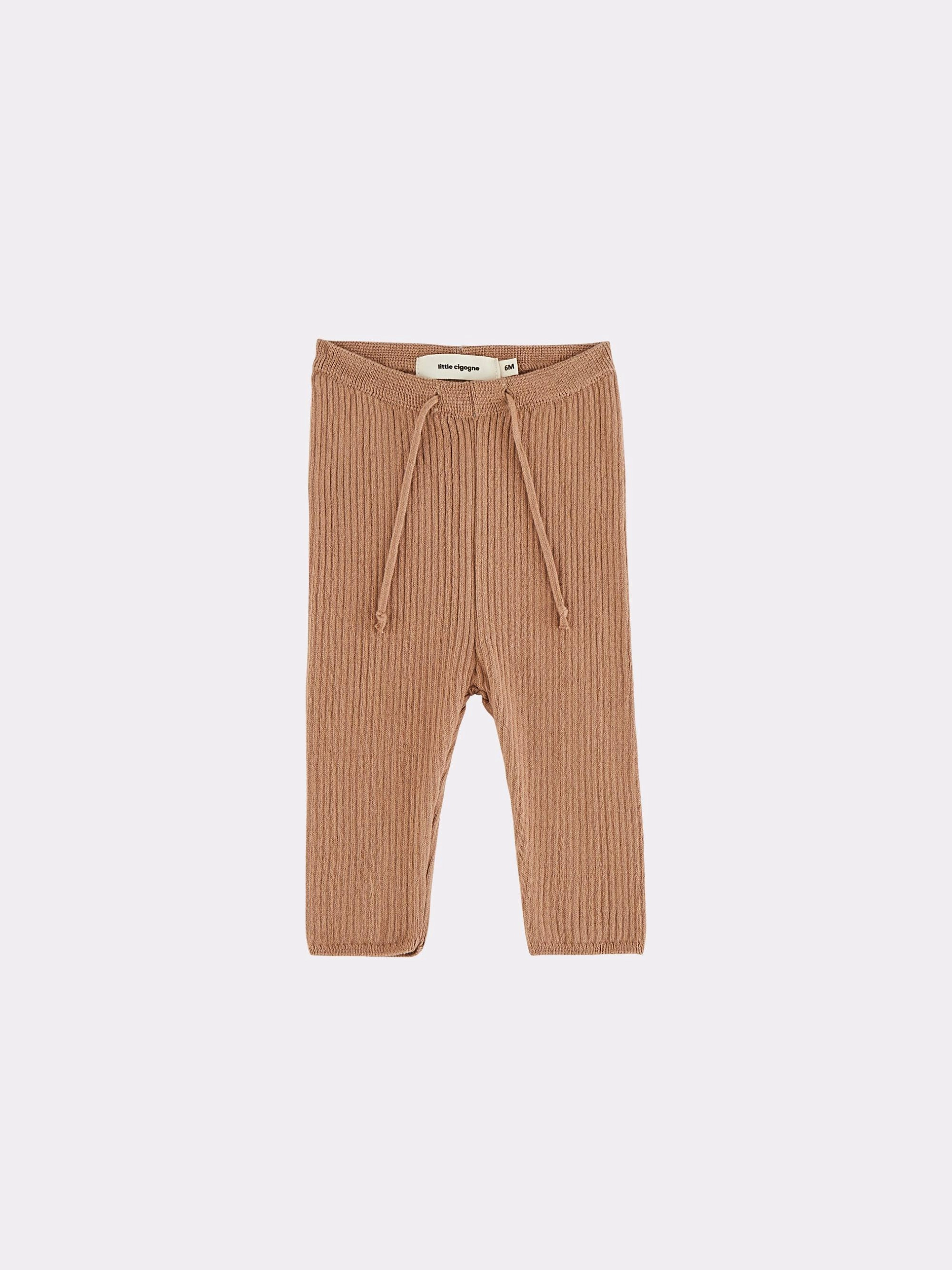 Little Cigogne - Legging maille côtelée brun - 3 mois