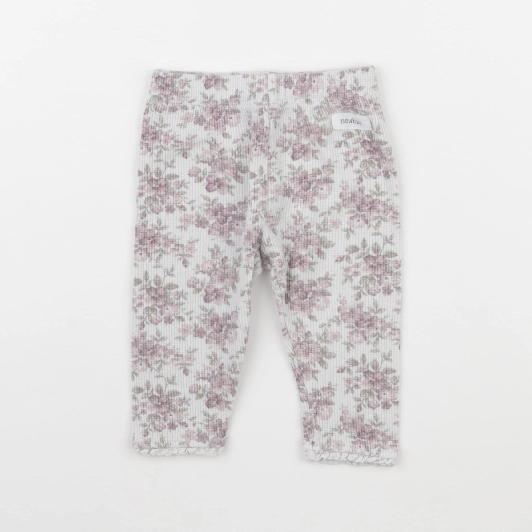 Newbie - legging blanc, rose - 3/6 mois
