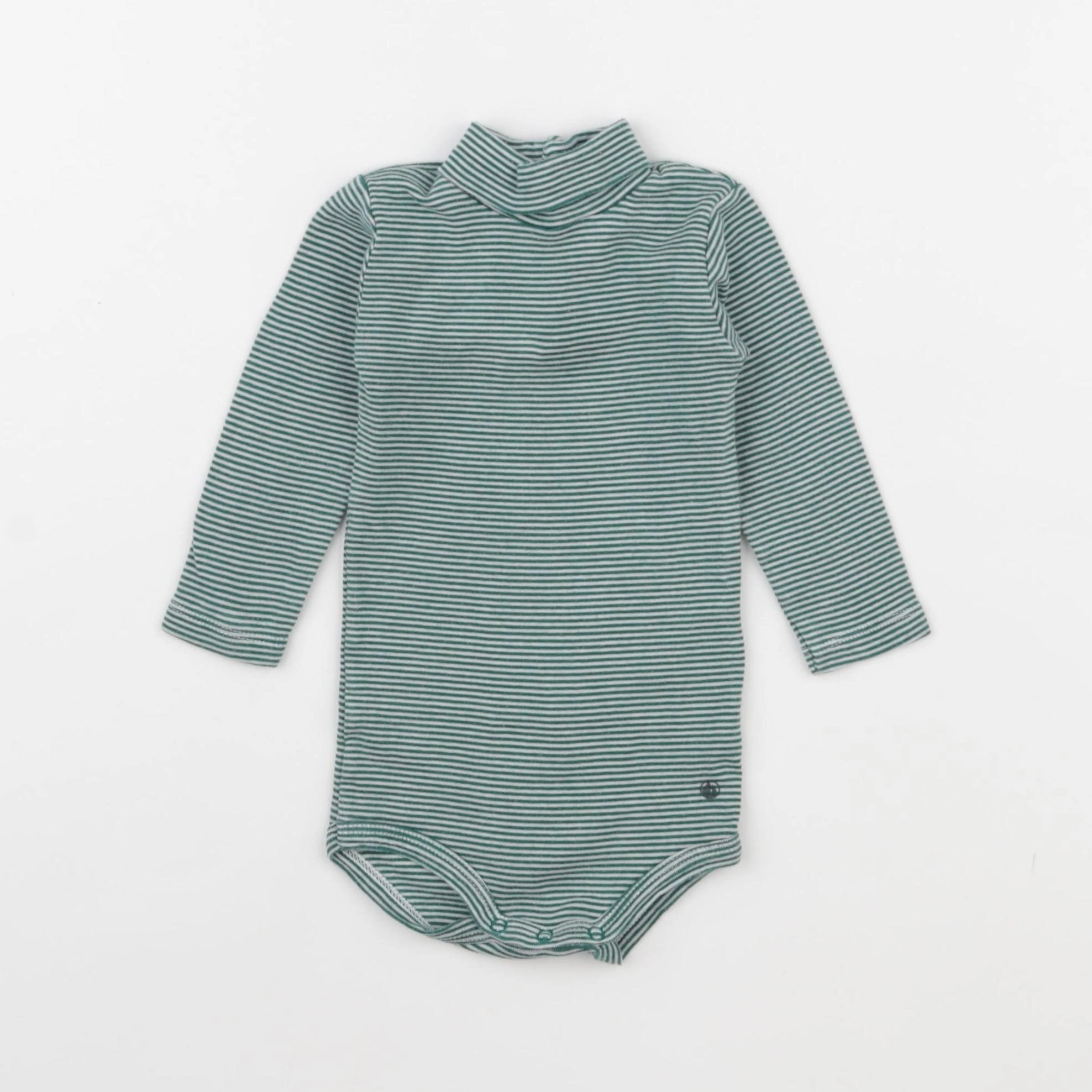 Petit Bateau - body à col vert - 6 mois