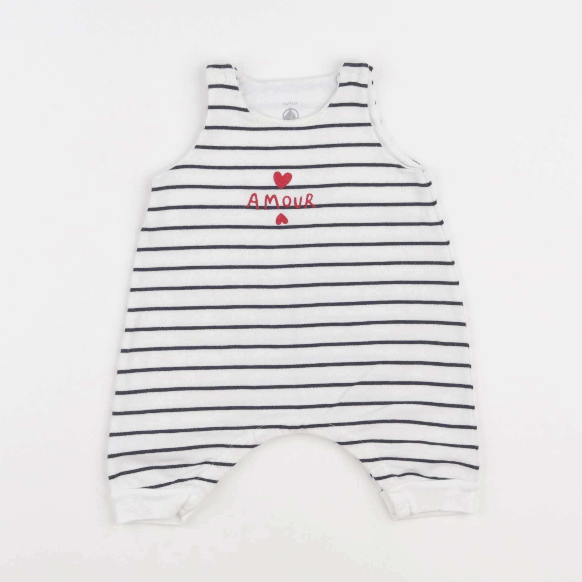 Petit Bateau - combinaison blanc, bleu - 1 mois