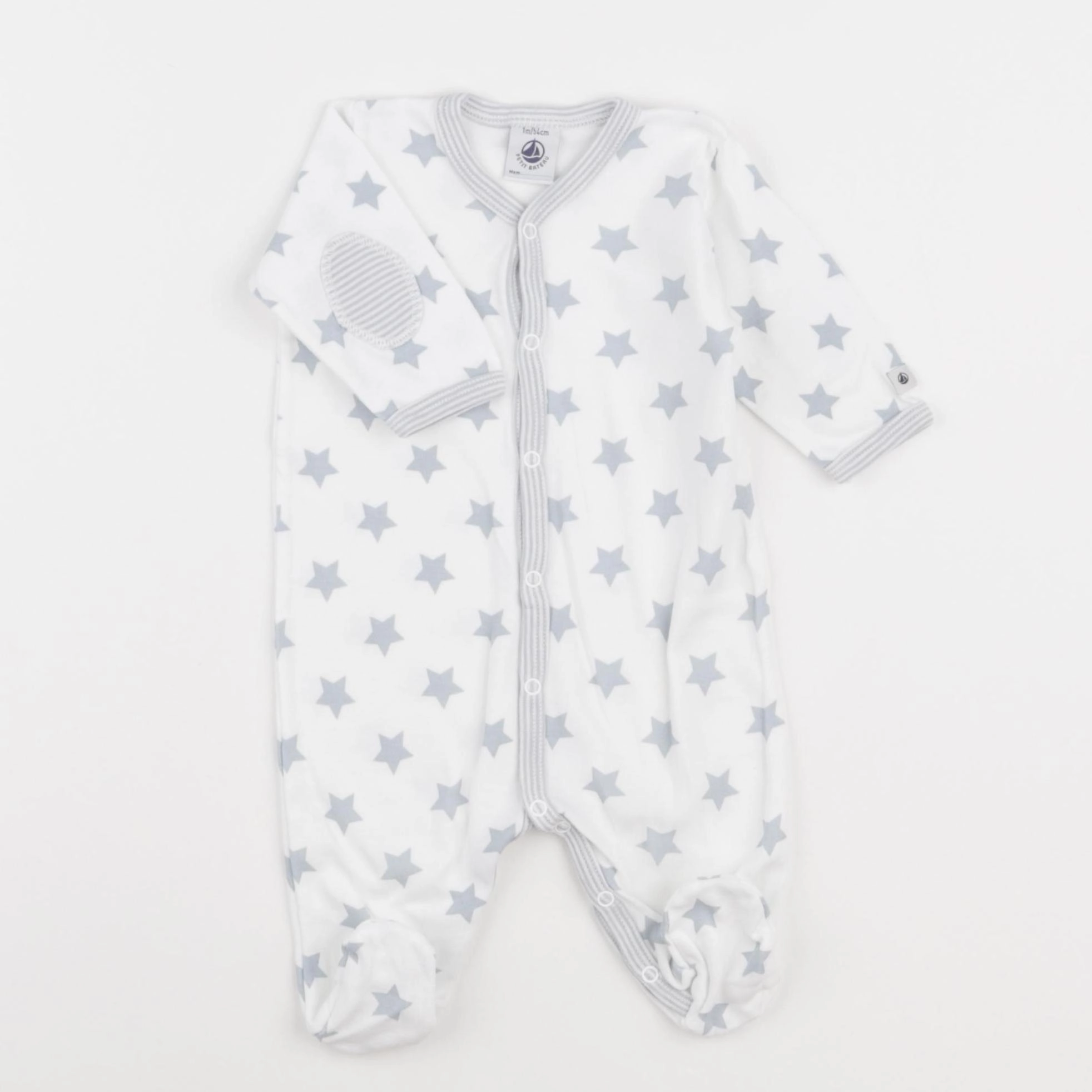 Petit Bateau - pyjama coton blanc - 1 mois
