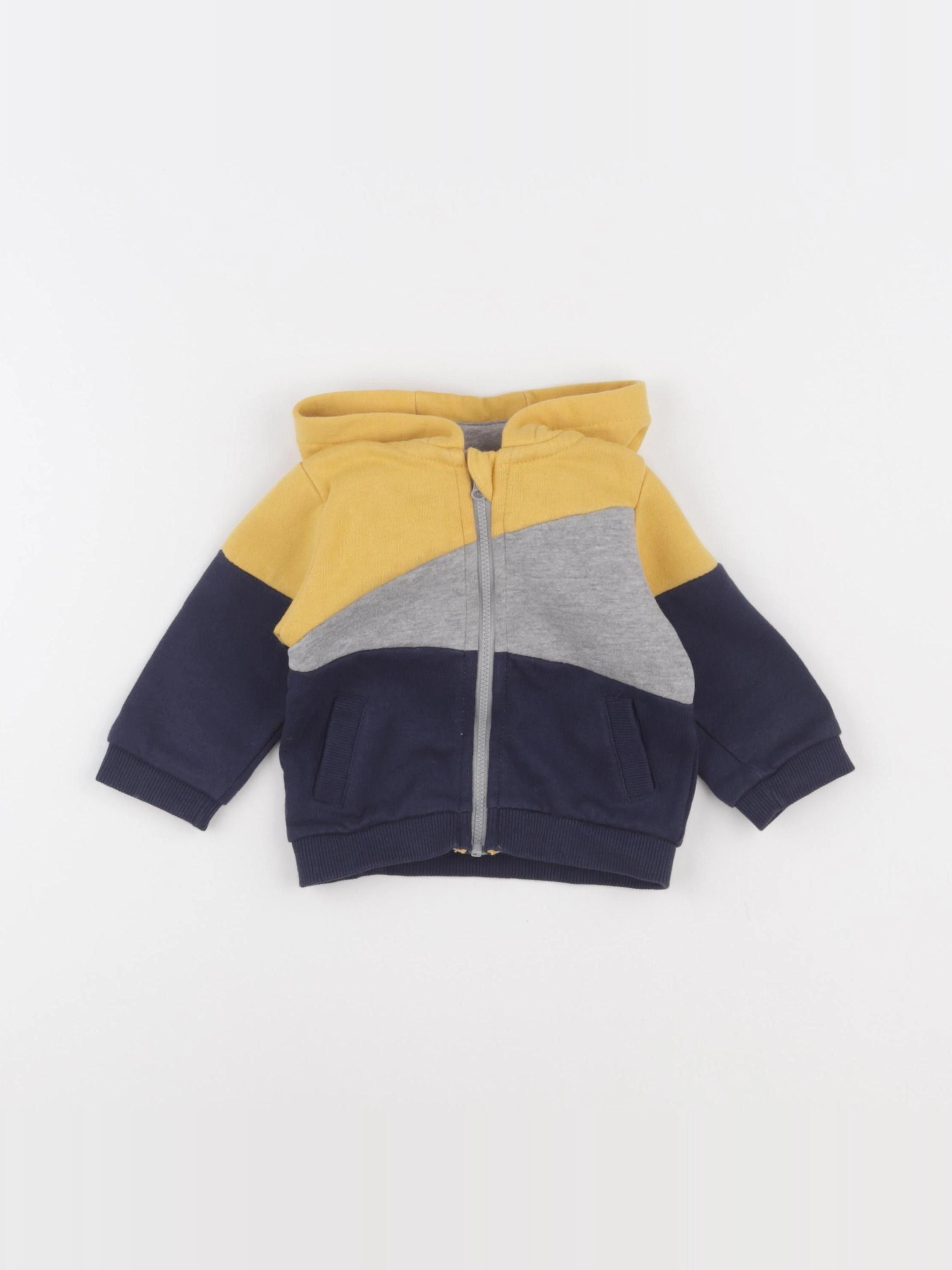 Vertbaudet - sweat bleu, jaune - 6 mois