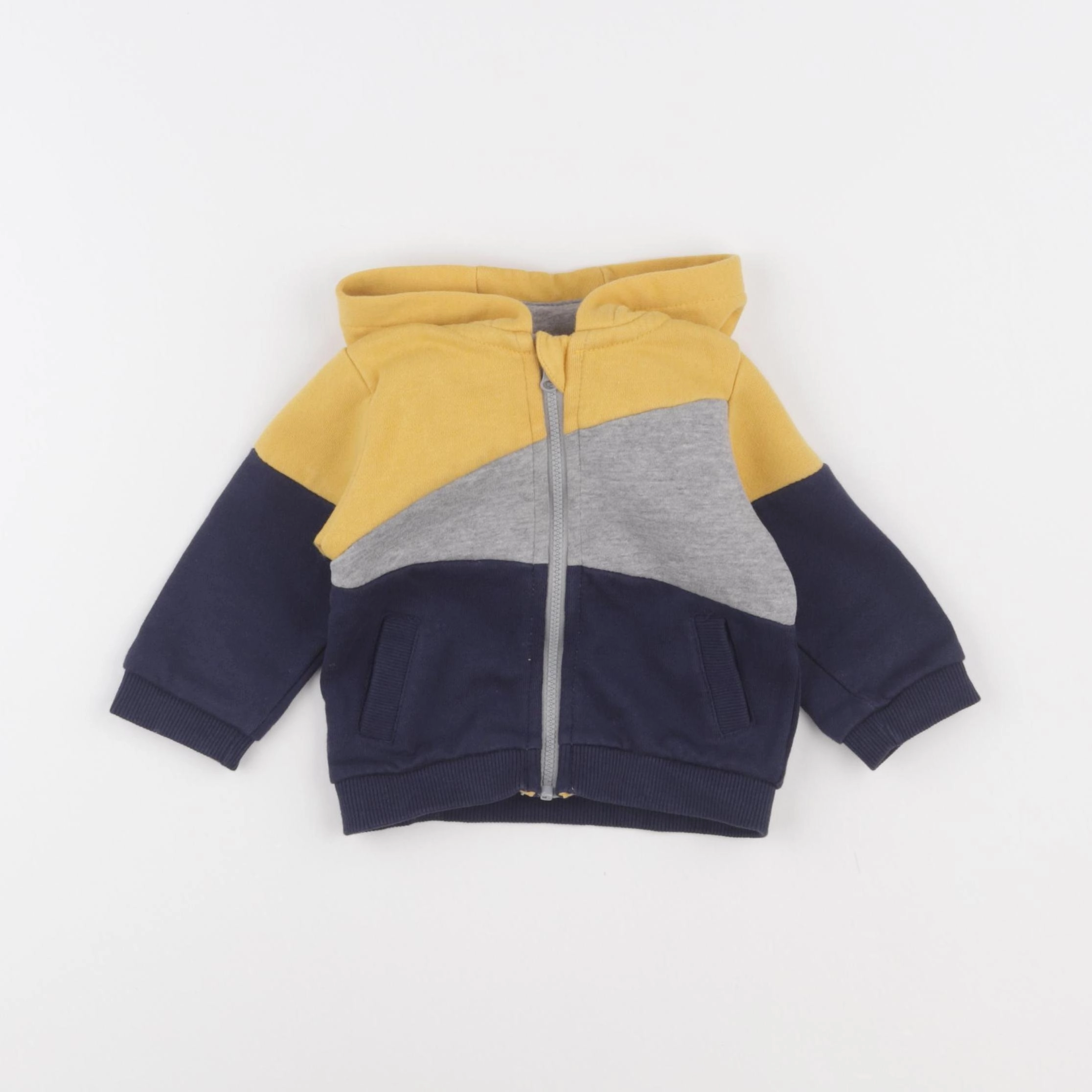 Vertbaudet - sweat bleu, jaune - 6 mois