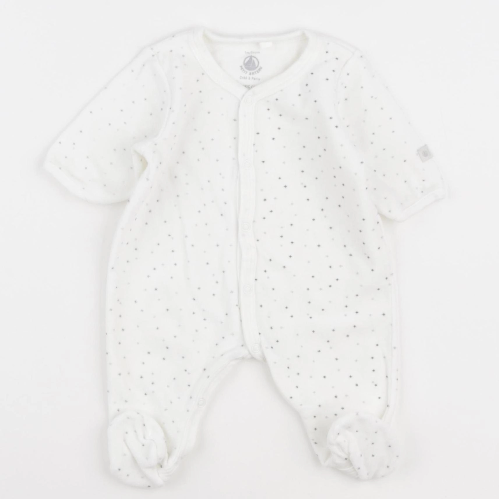 Petit Bateau - pyjama velours blanc - 1 mois