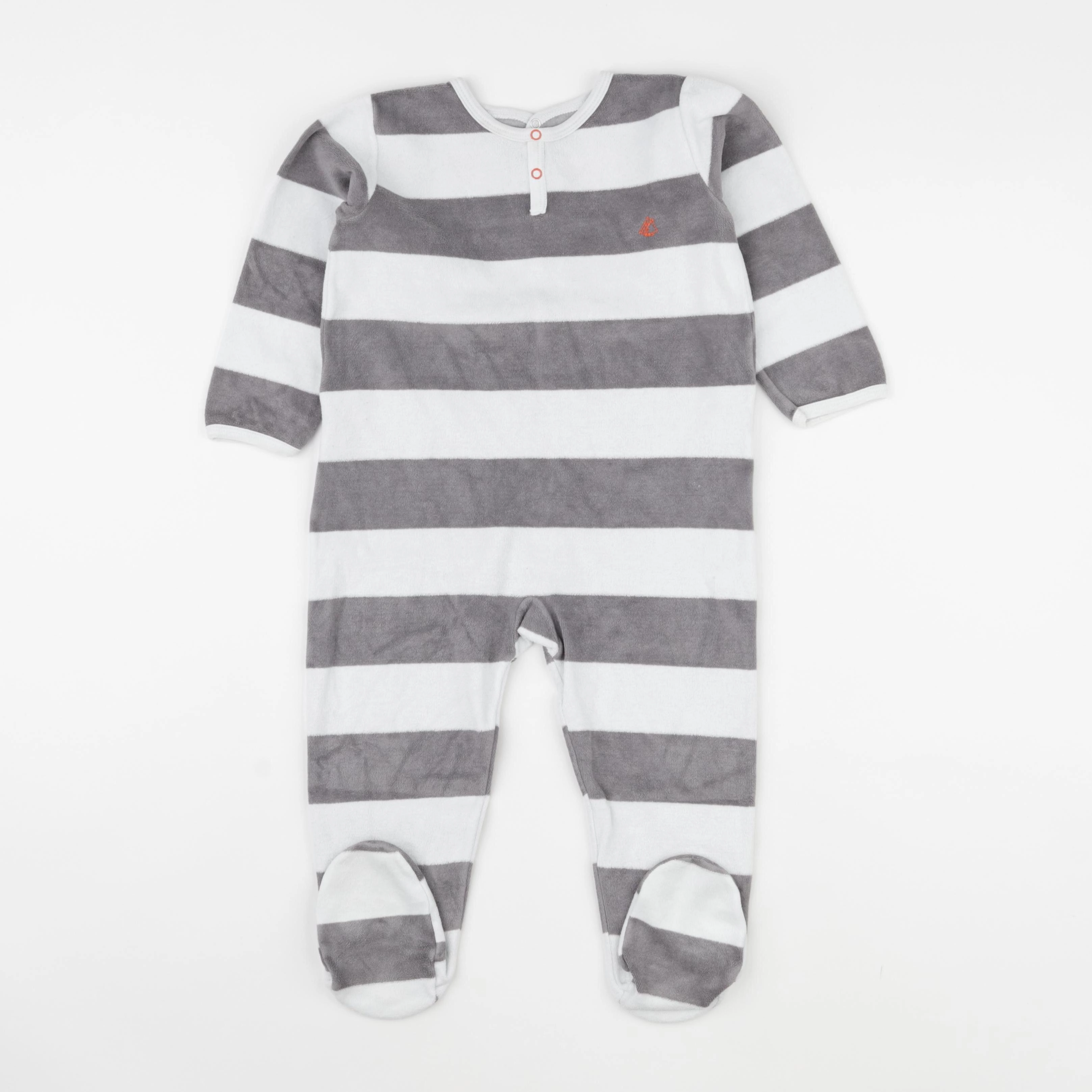 Petit Bateau - pyjama velours blanc, gris - 24 mois