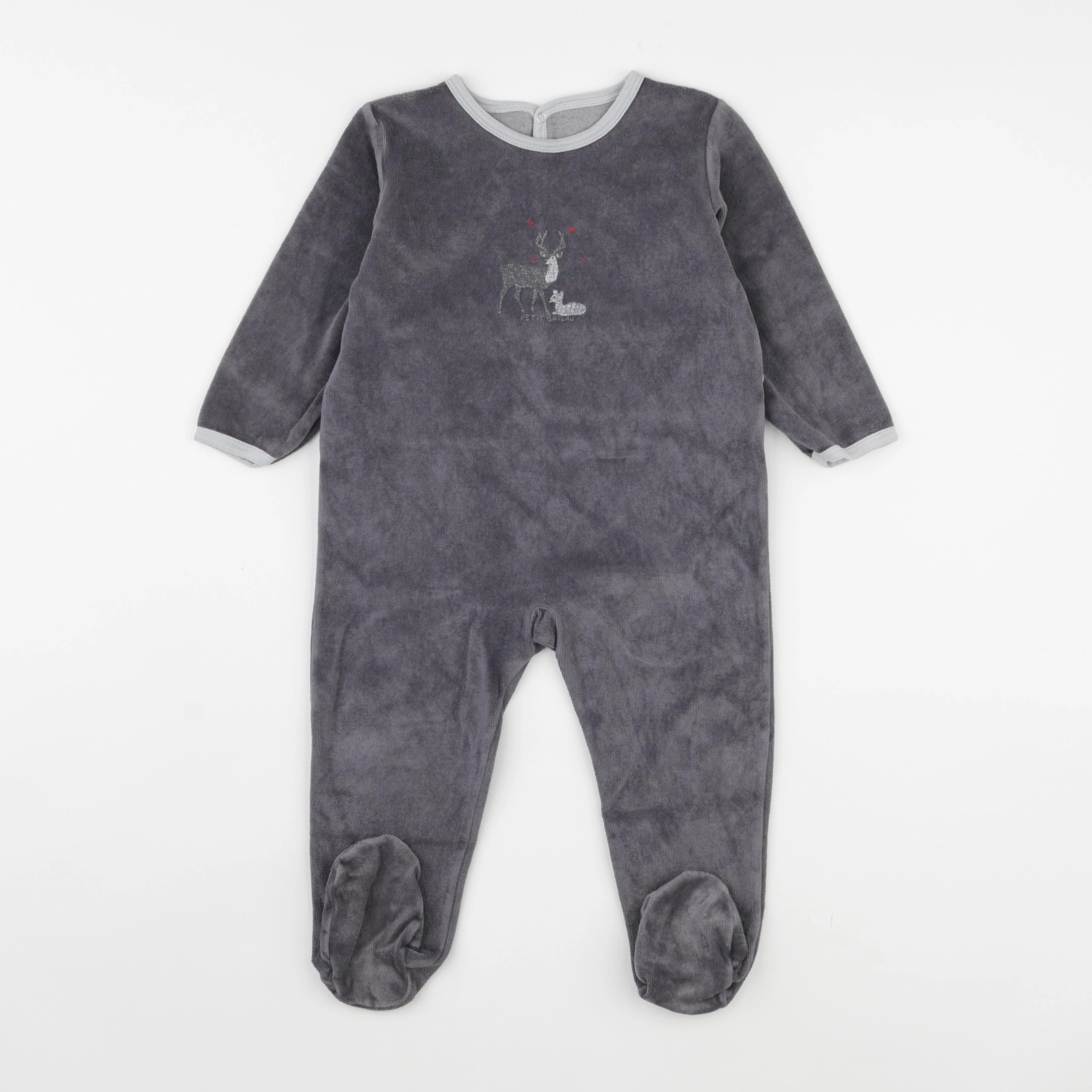 Petit Bateau - pyjama velours gris - 24 mois