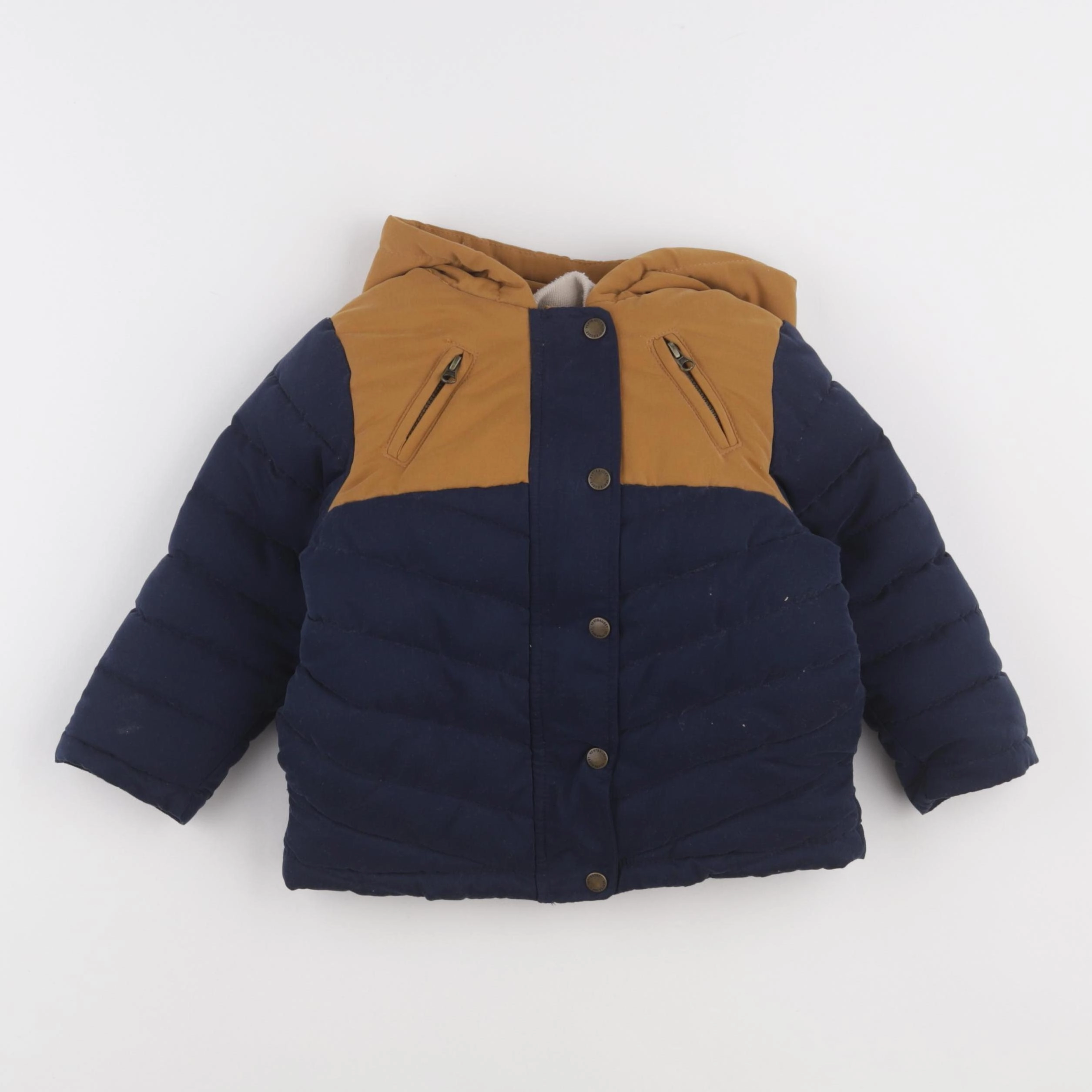 Vertbaudet - parka bleu, marron - 2 ans