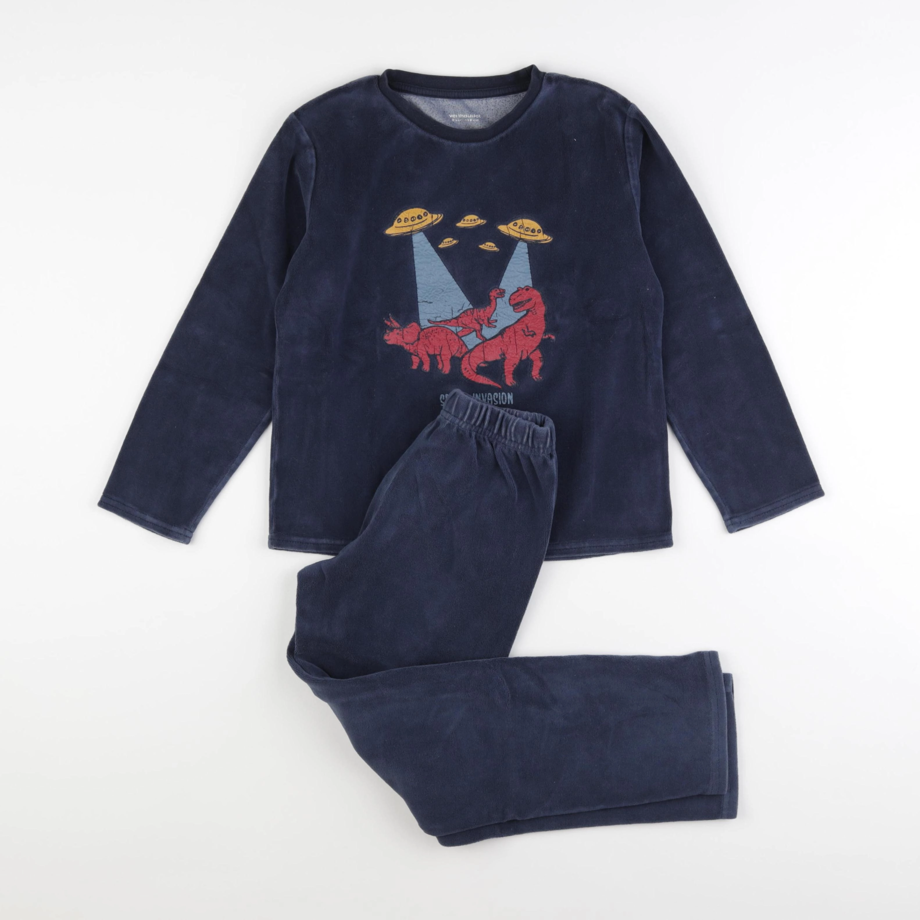 Vertbaudet - pyjama velours bleu - 8 ans