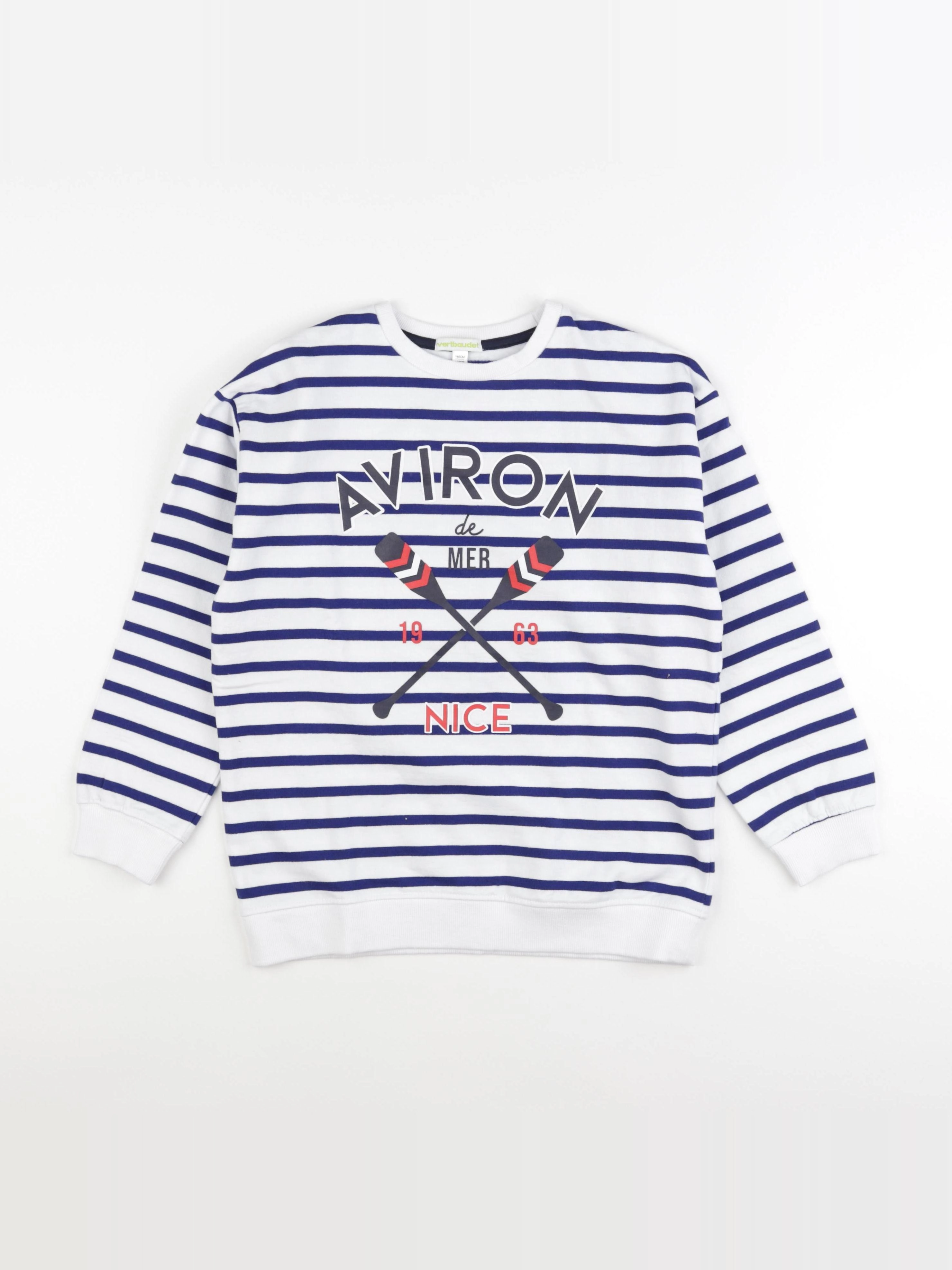Vertbaudet - sweat bleu, blanc - 10 ans