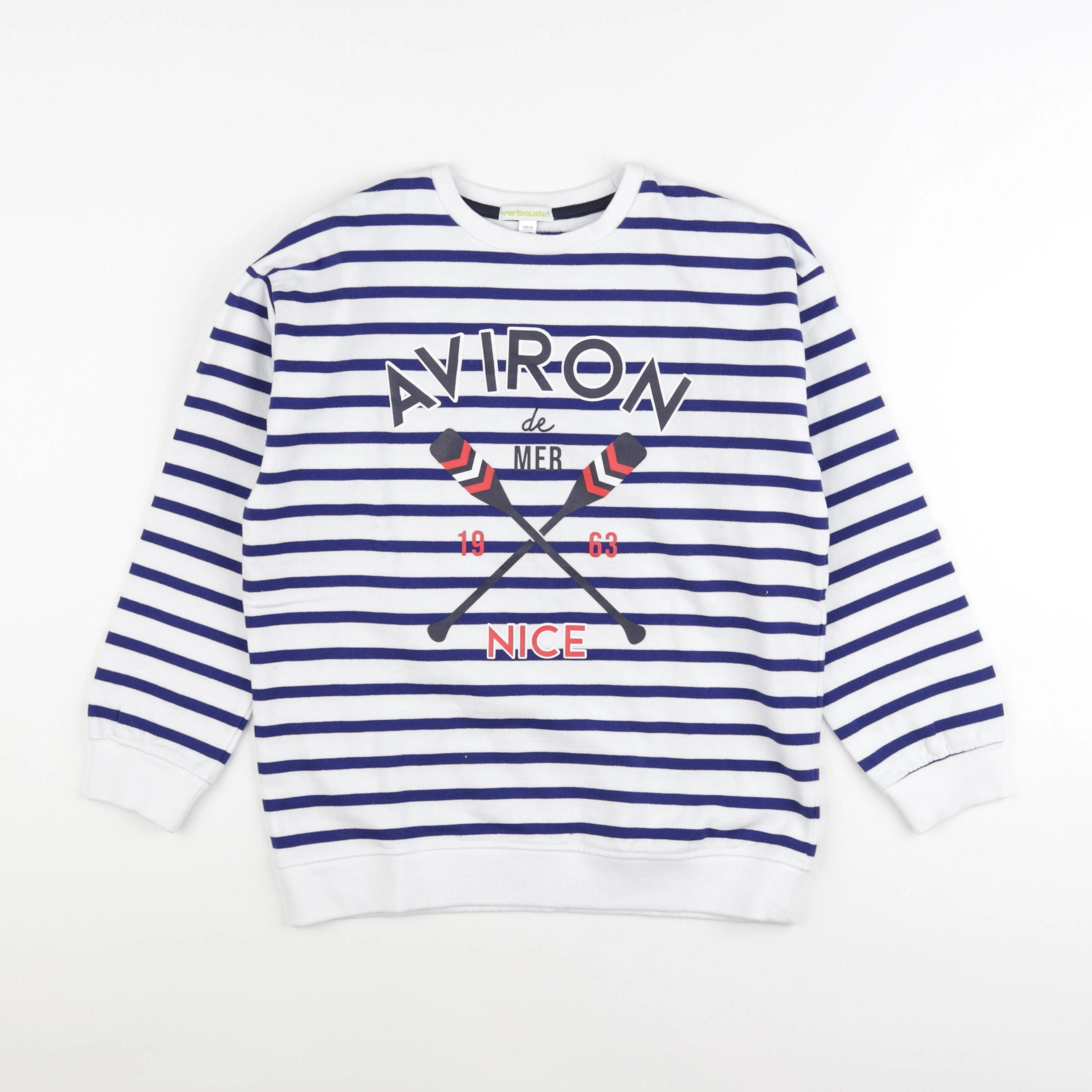 Vertbaudet - sweat bleu, blanc - 10 ans