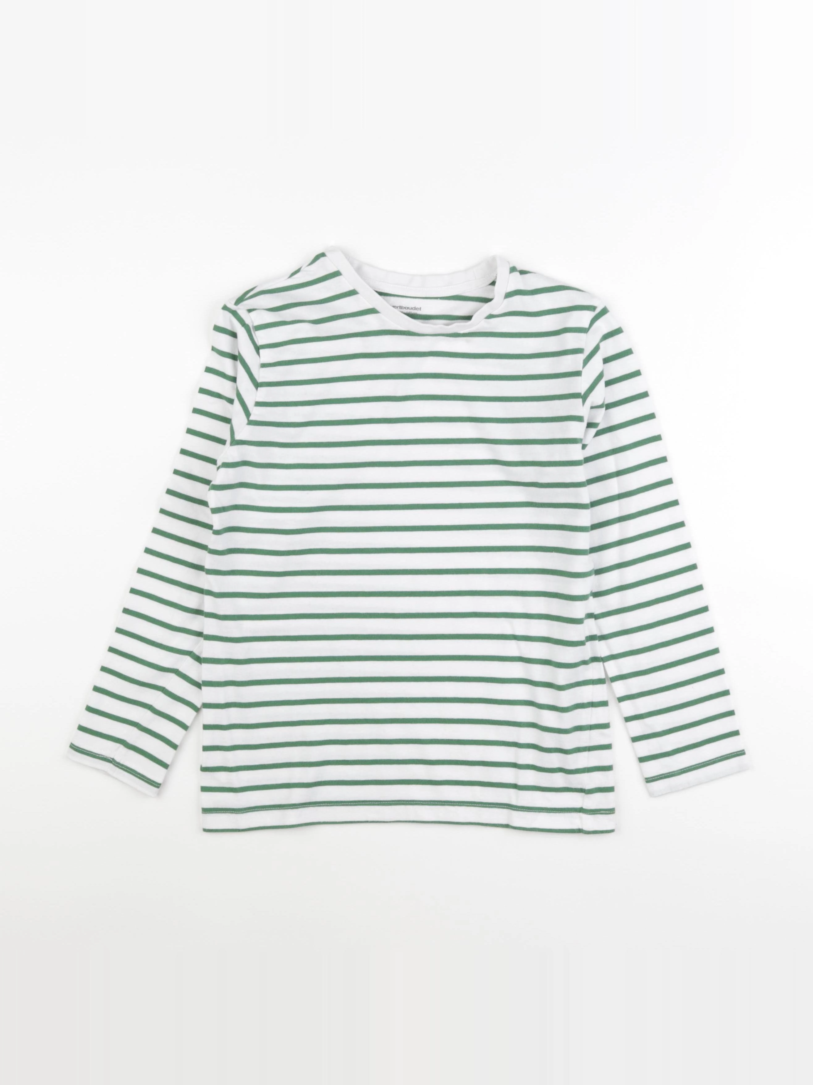 Vertbaudet - tee-shirt blanc, vert - 10 ans