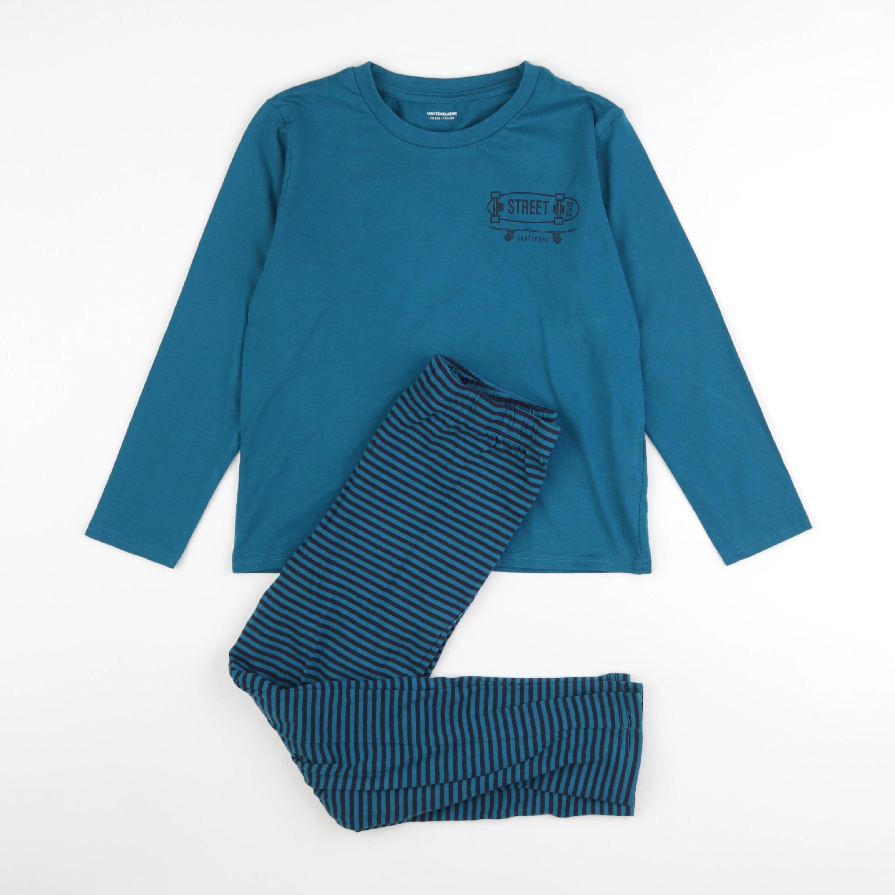 Vertbaudet - pyjama coton bleu - 10 ans