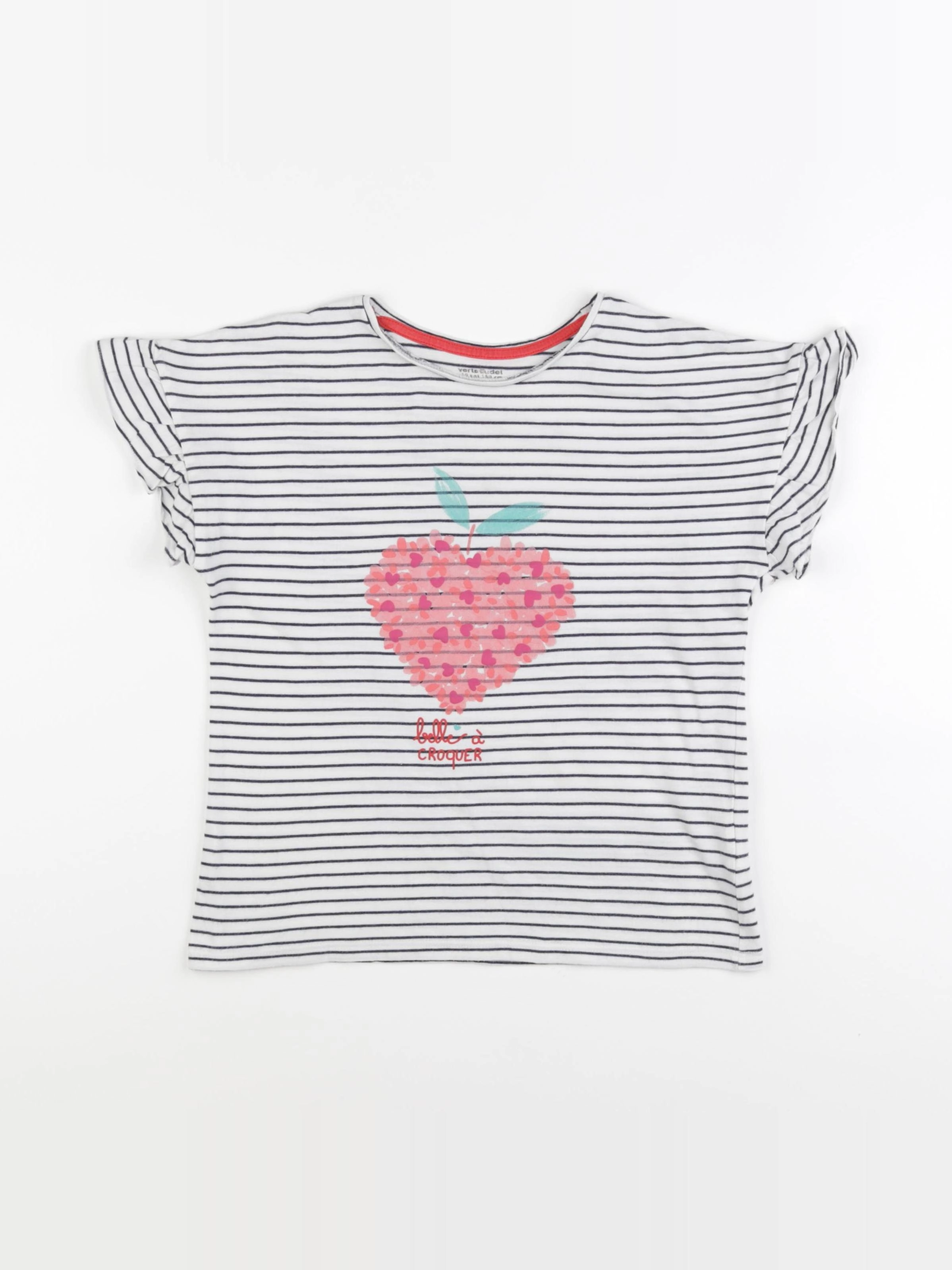 Vertbaudet - tee-shirt blanc, bleu - 10 ans