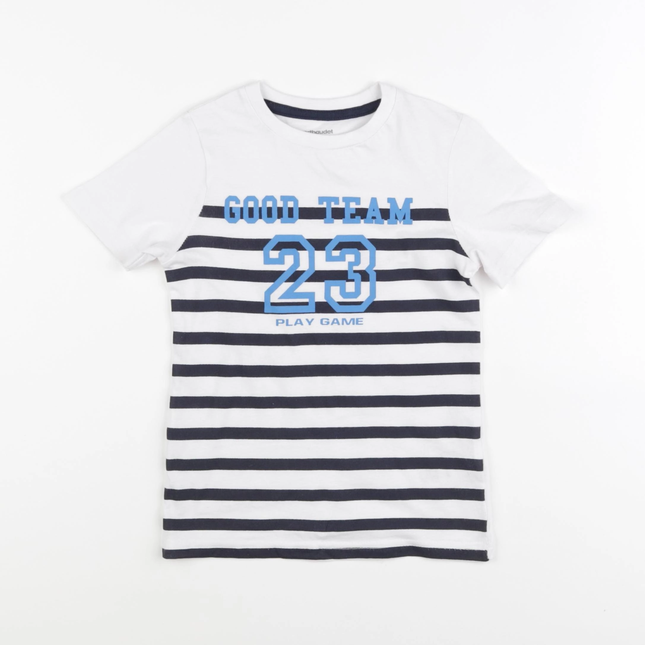 Vertbaudet - tee-shirt blanc, bleu - 5 ans