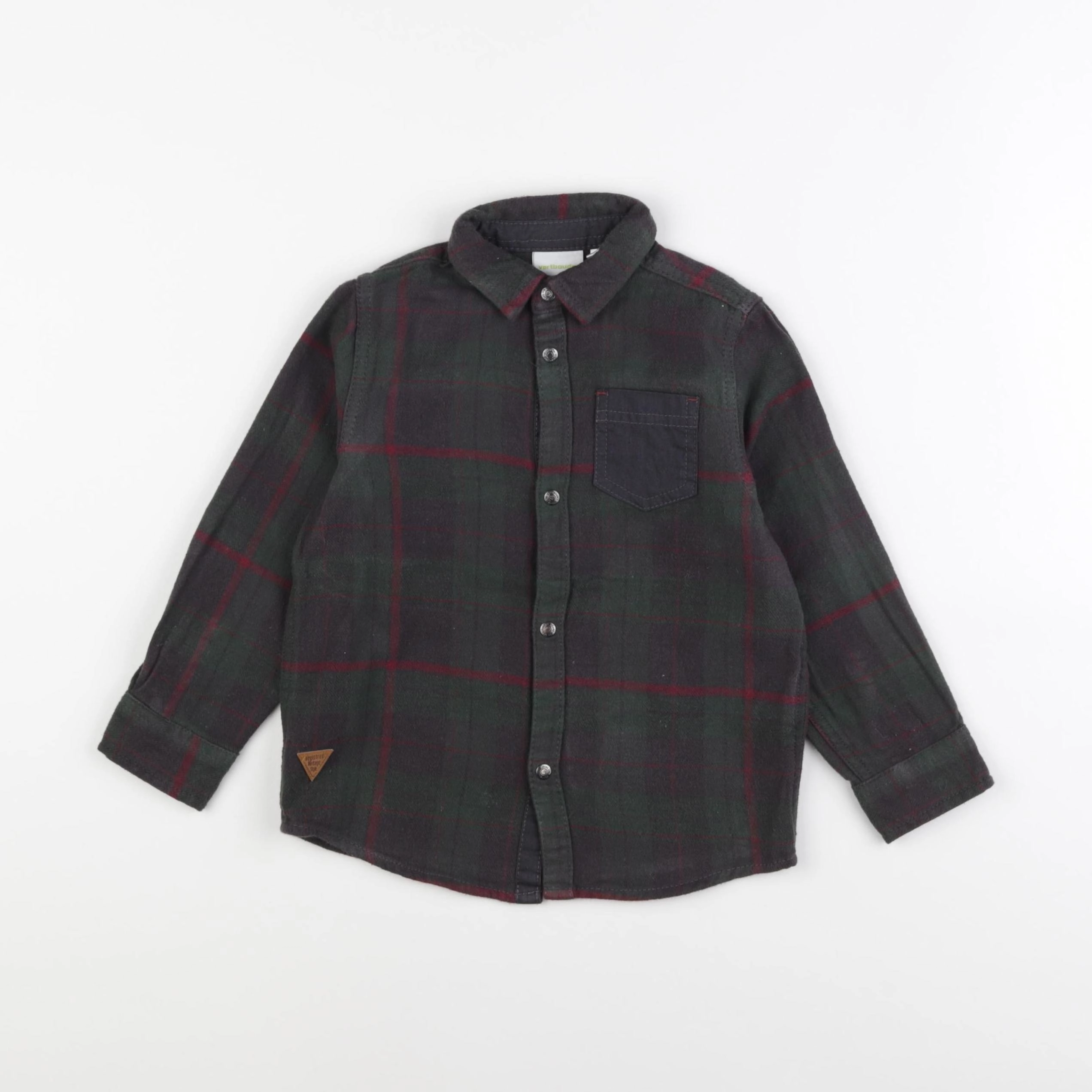 Vertbaudet - chemise vert, gris - 5 ans