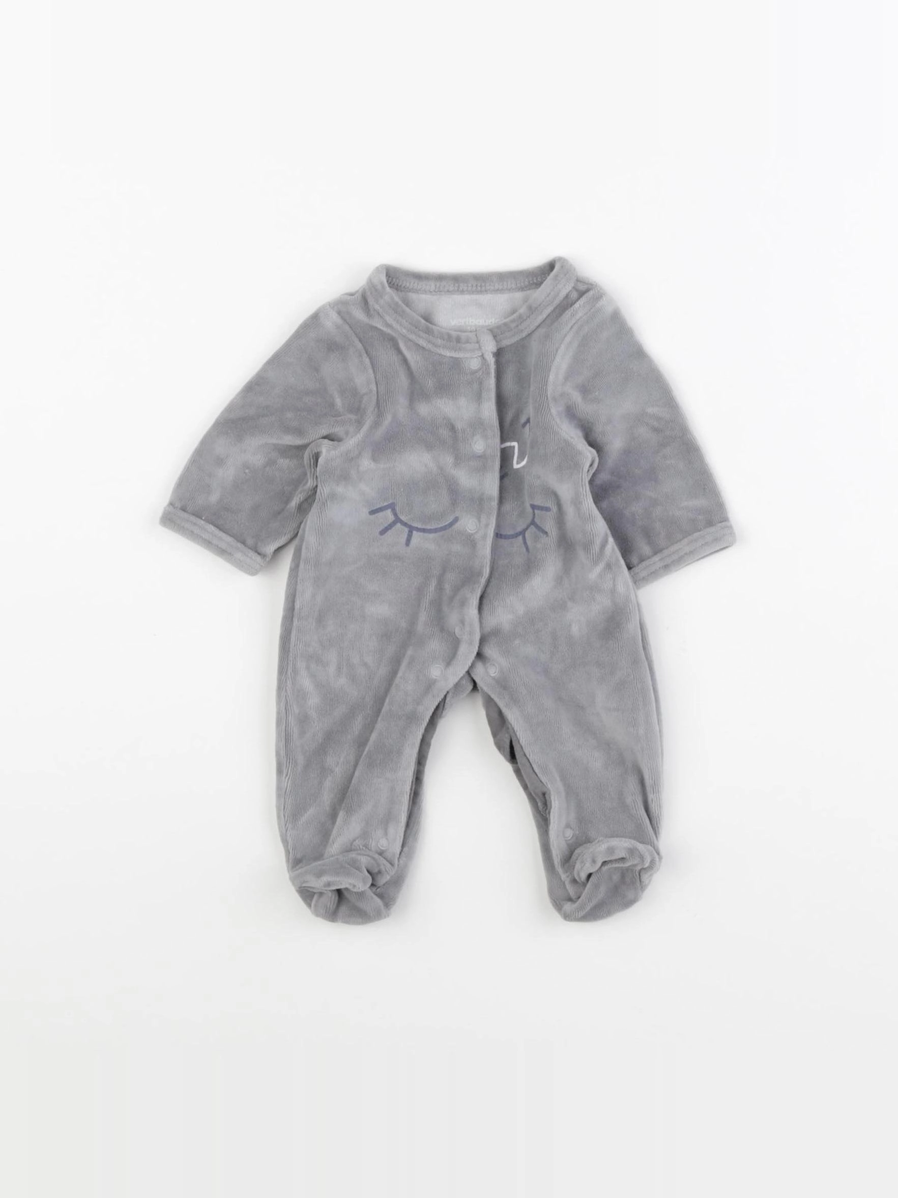 Vertbaudet - pyjama velours gris - 0 mois