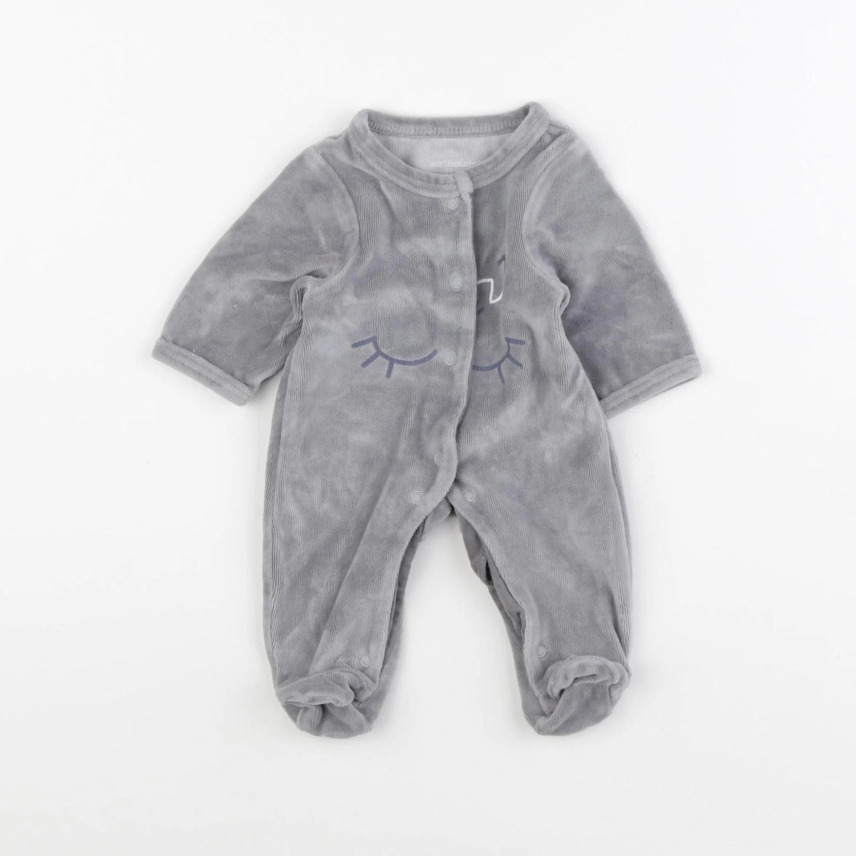 Vertbaudet - pyjama velours gris - 0 mois