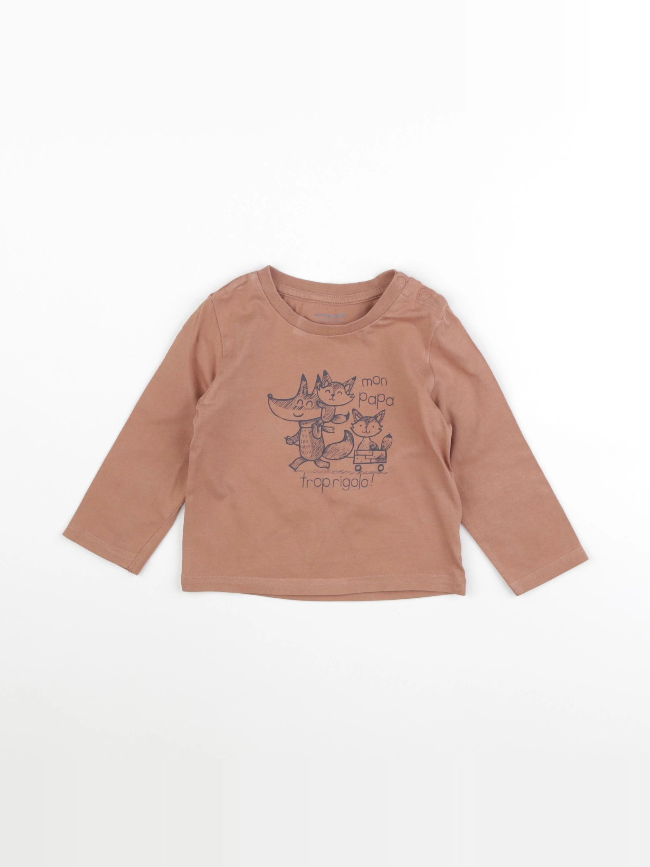 Vertbaudet - tee-shirt marron - 12 mois