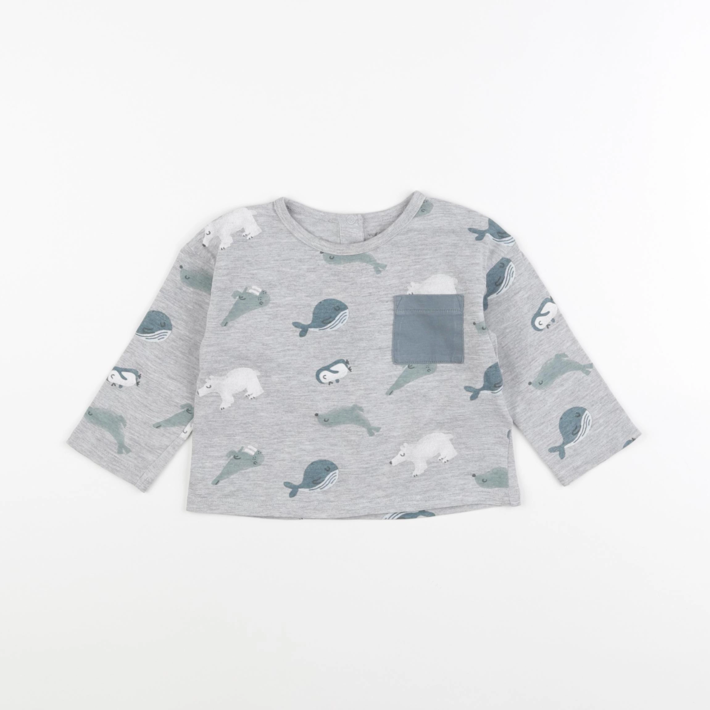 Vertbaudet - tee-shirt gris - 12 mois