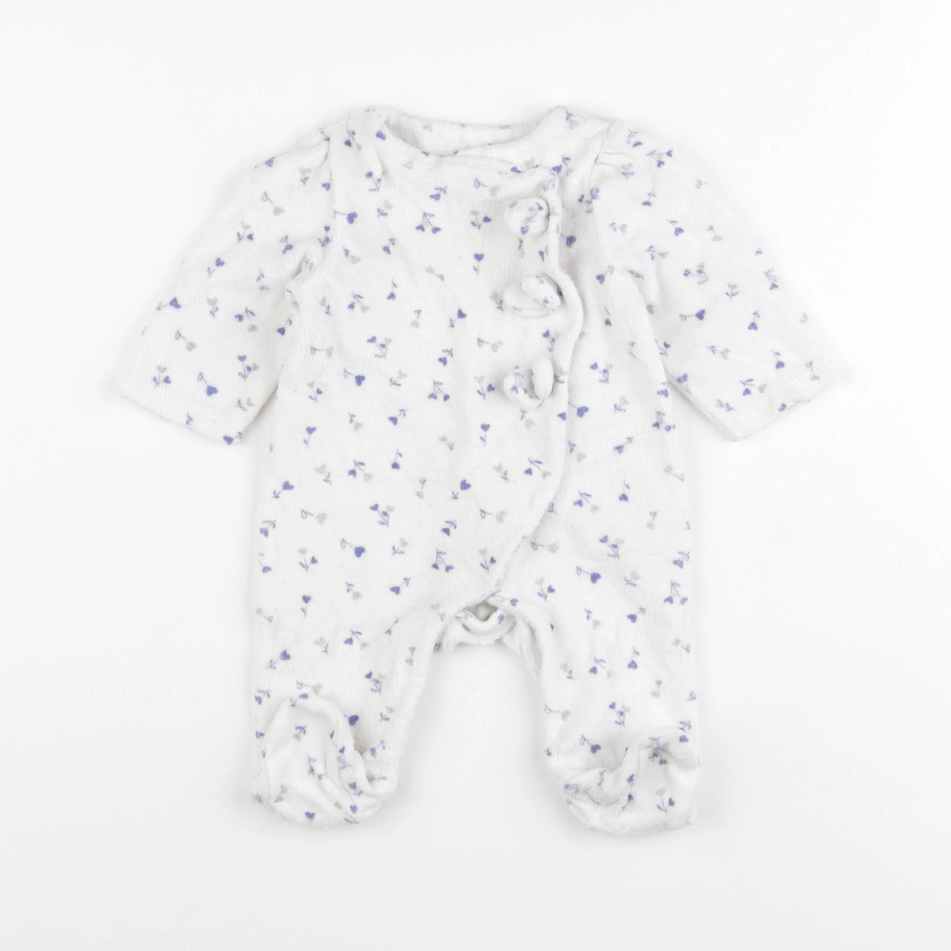 Tape à l'oeil - pyjama velours beige, bleu - 3 mois